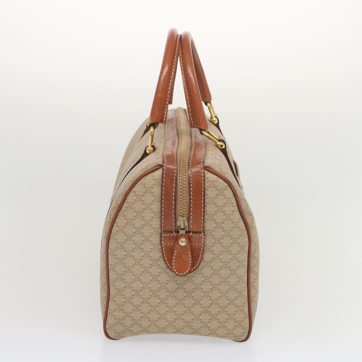 Luxury CELINE Macadam Canvas Boston Bag Beige 68007