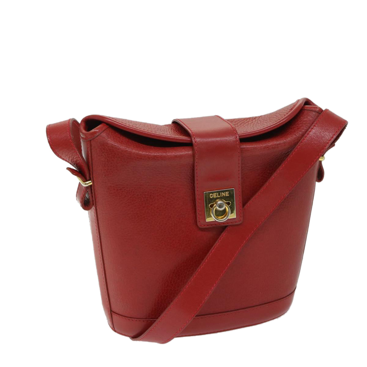 Luxury CELINE Shoulder Bag Leather Red 68032