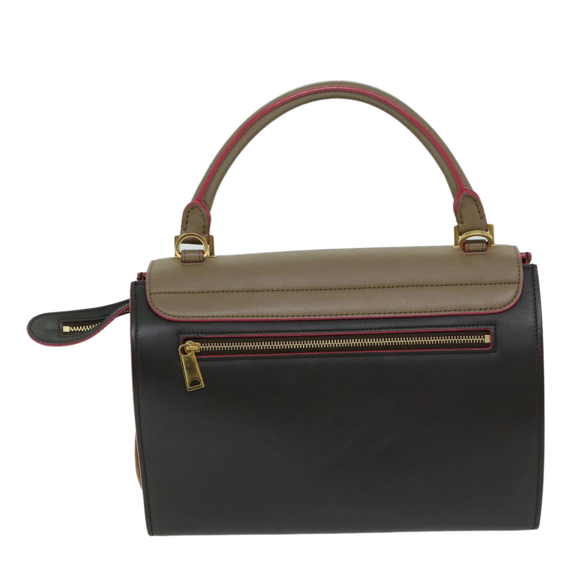 Luxury CELINE Trapeze Hand Bag Leather 2way Brown 68058