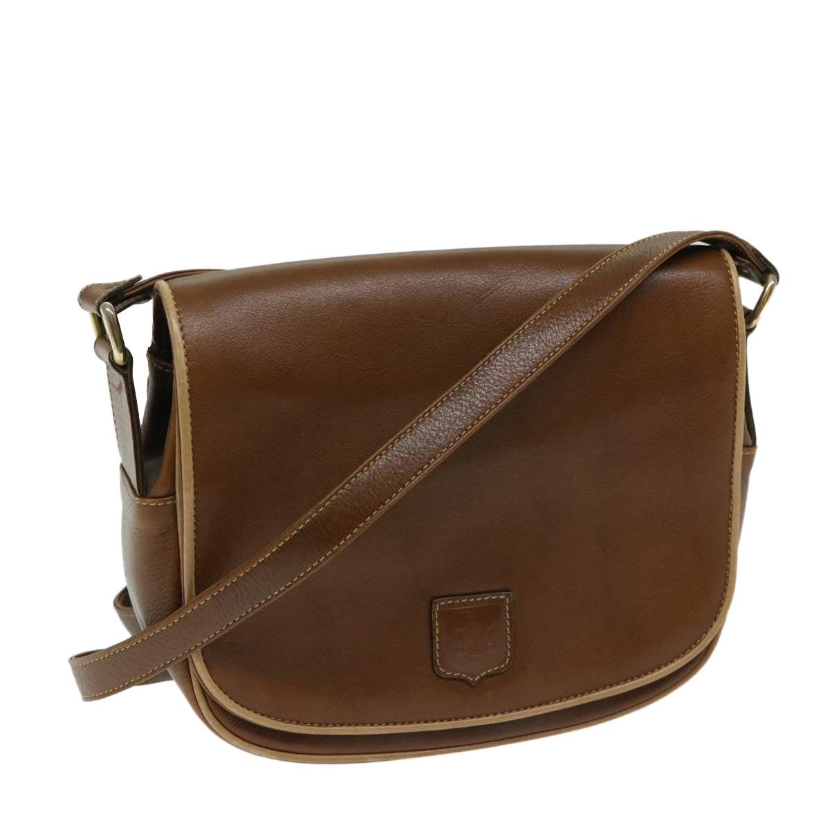 Luxury CELINE Shoulder Bag Leather Brown 68342