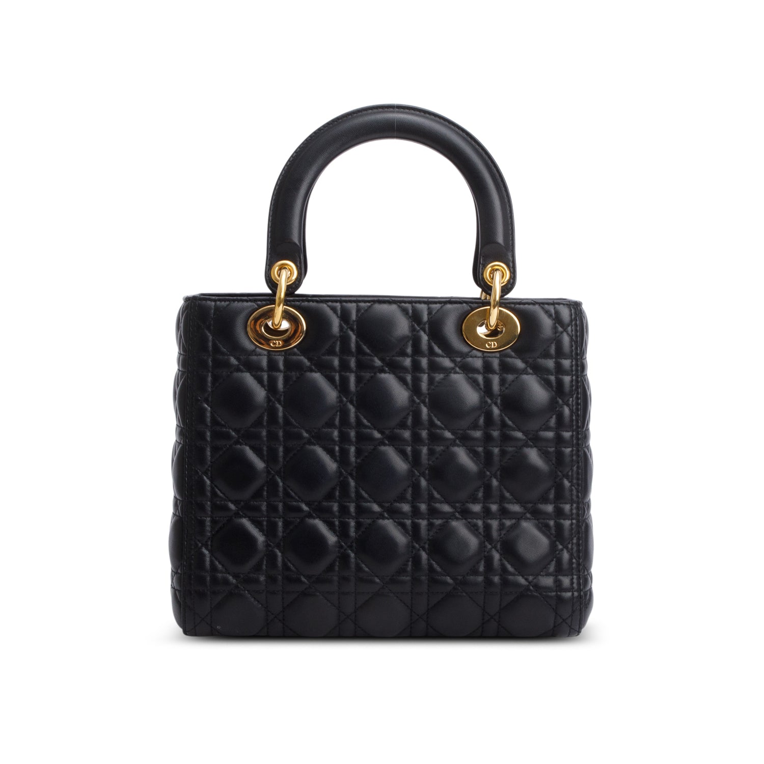 Christian Dior Black Cannage Lambskin Leather Medium Lady Dior Bag