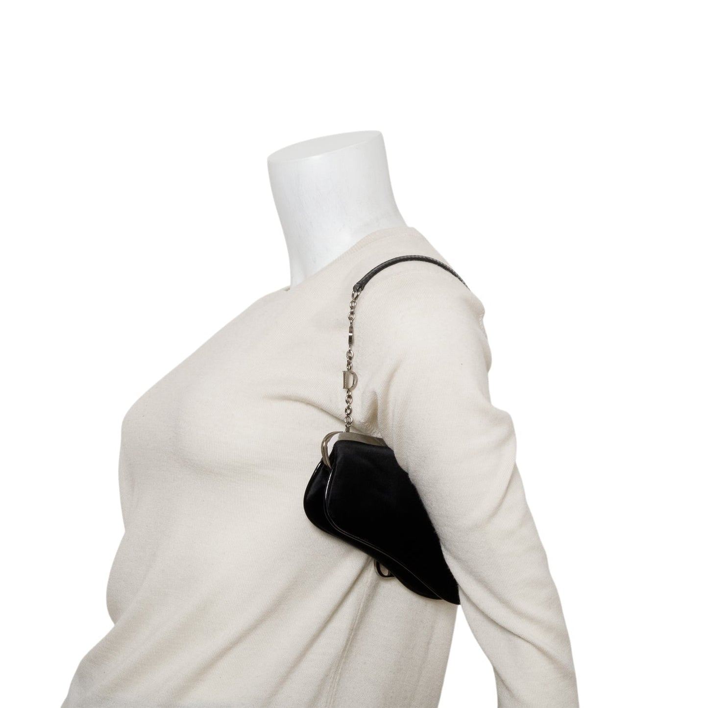 Christian Dior Black Satin Mini Saddle Frame Bag