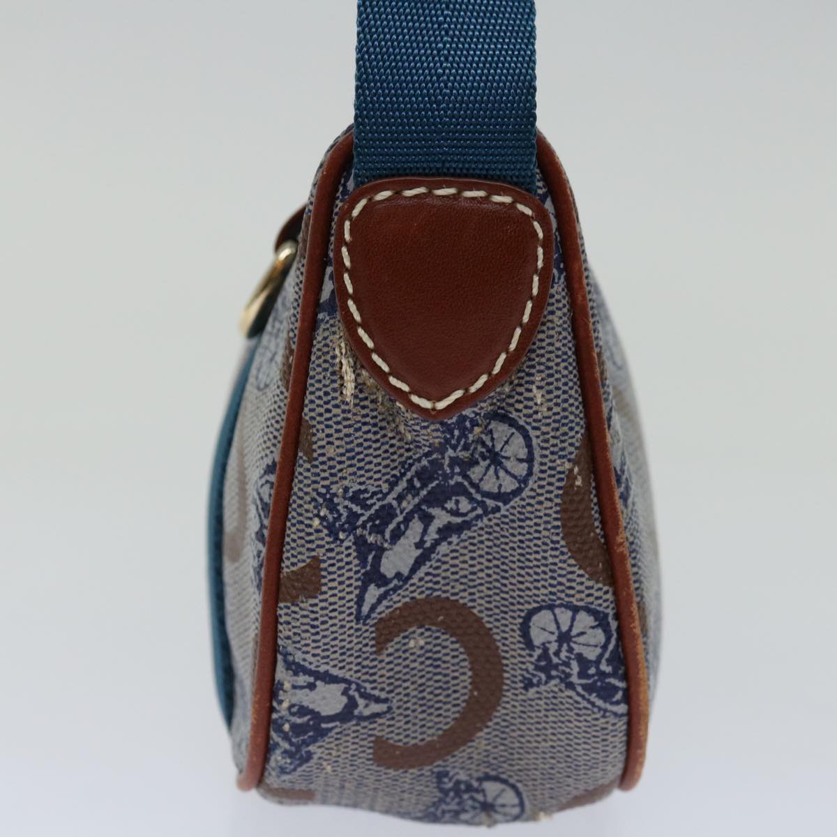 Luxury CELINE C Macadam Canvas Shoulder Bag Blue 68504