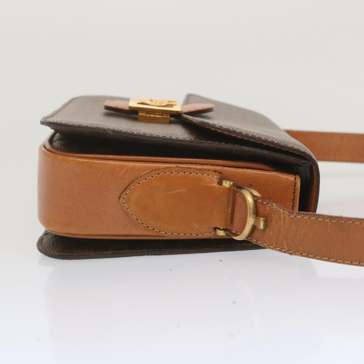 Luxury CELINE Macadam Canvas Shoulder Bag PVC Leather Brown 68505