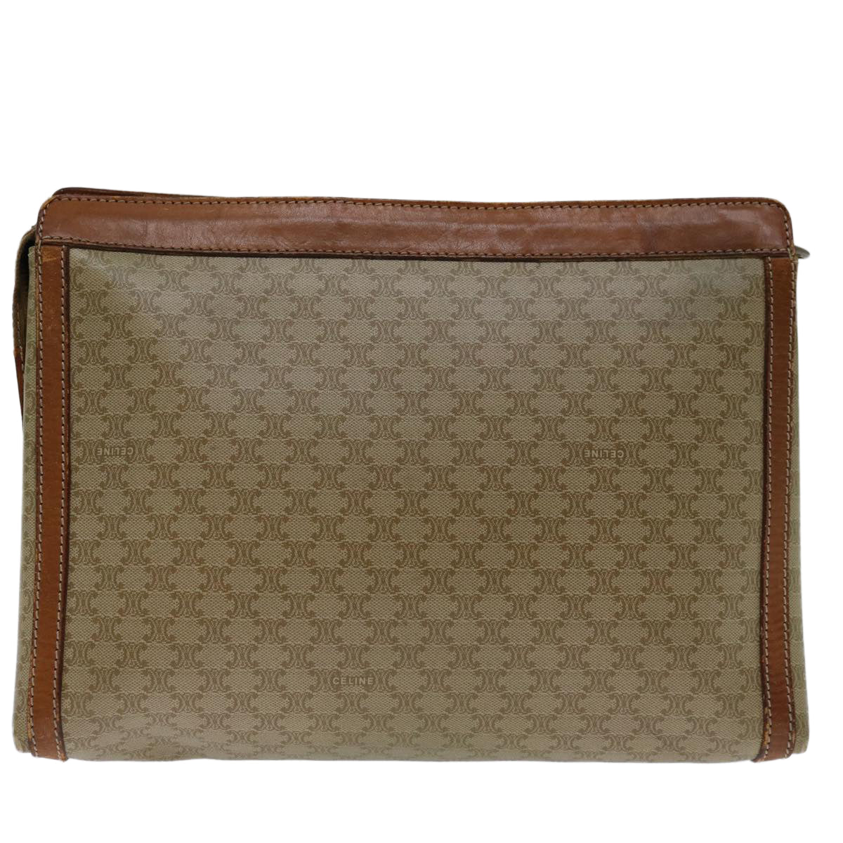 Luxury CELINE Macadam Canvas Clutch Bag Beige 68510