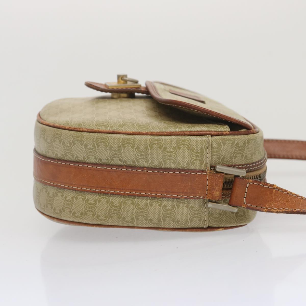 Luxury CELINE Macadam Canvas Shoulder Bag Beige 68512
