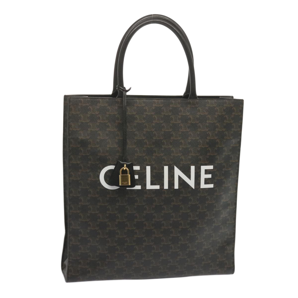 Luxury CELINE Triomphe Vertical Cabas Tote Bag PVC Black 194432 68823A
