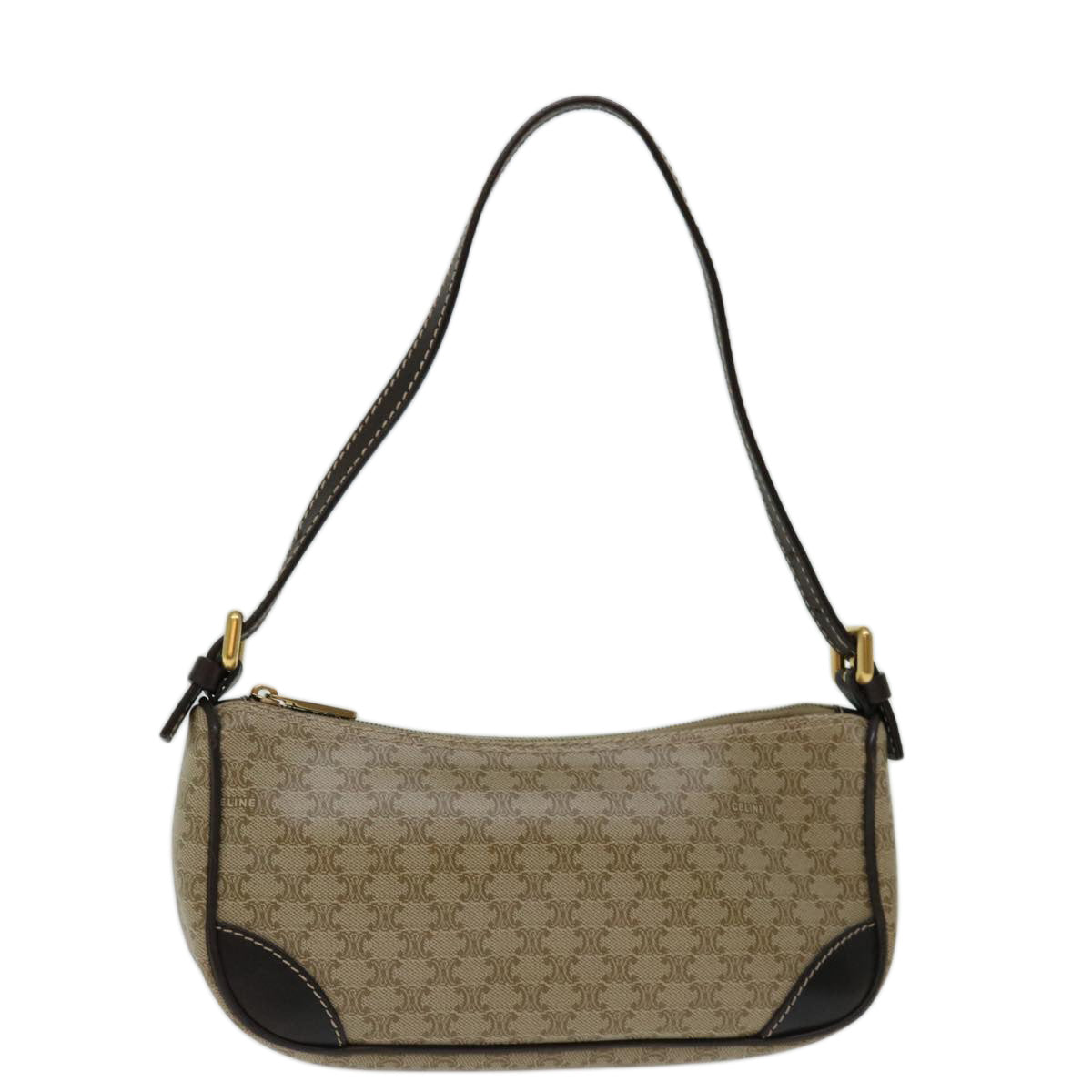 Luxury CELINE Macadam Canvas Accessory Pouch PVC Beige 68843