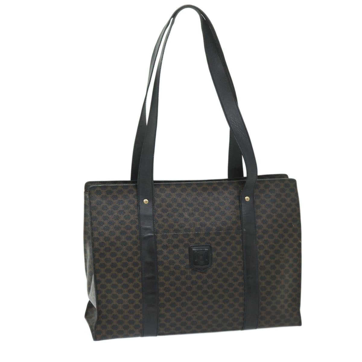 Luxury CELINE Macadam Canvas Tote Bag PVC Black Brown 68864