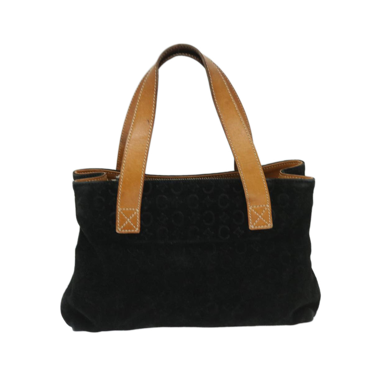 Luxury CELINE C Macadam Canvas Hand Bag Suede Black Brown 69140
