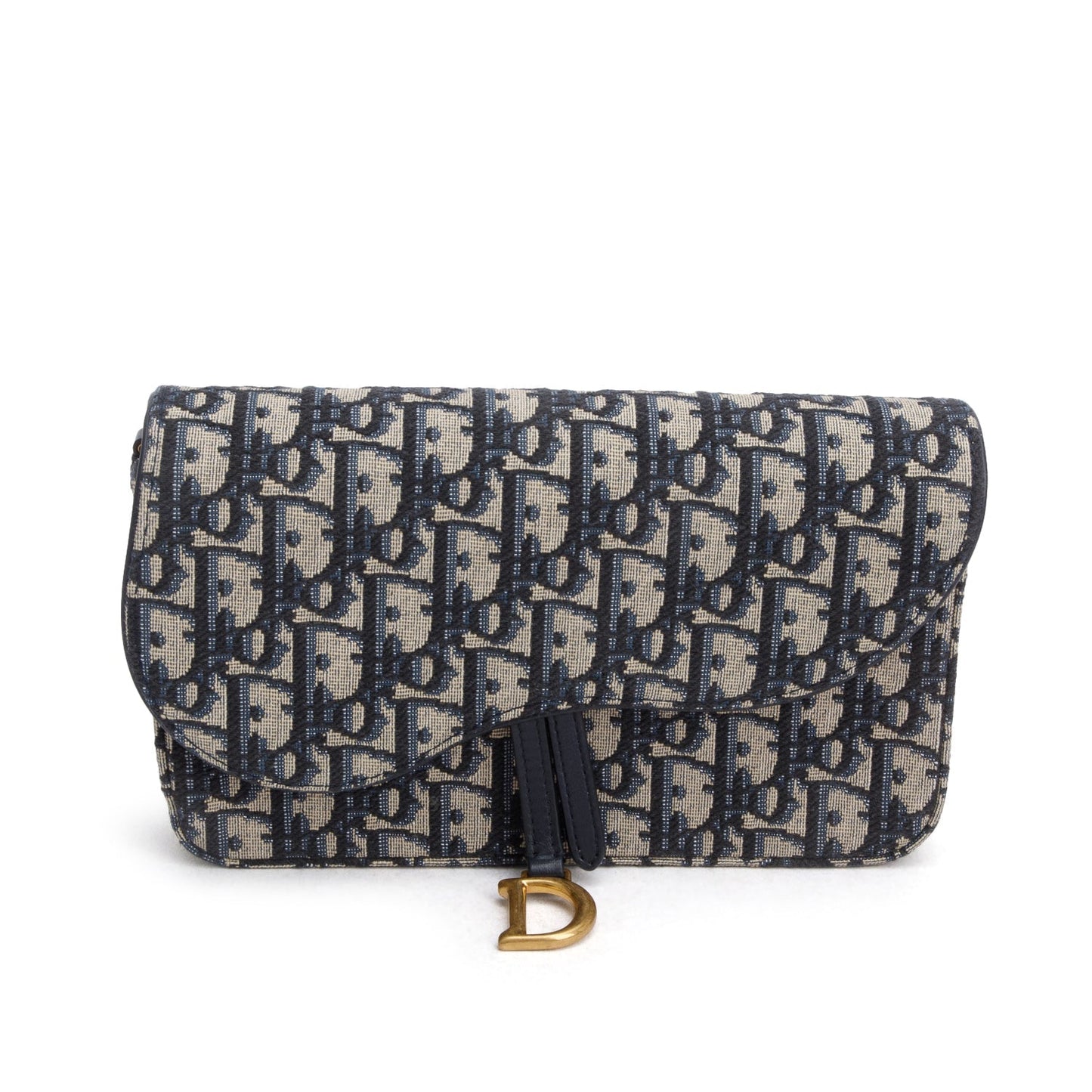 Christian Dior 2024 Oblique Jacquard Saddle Pouch with Chain