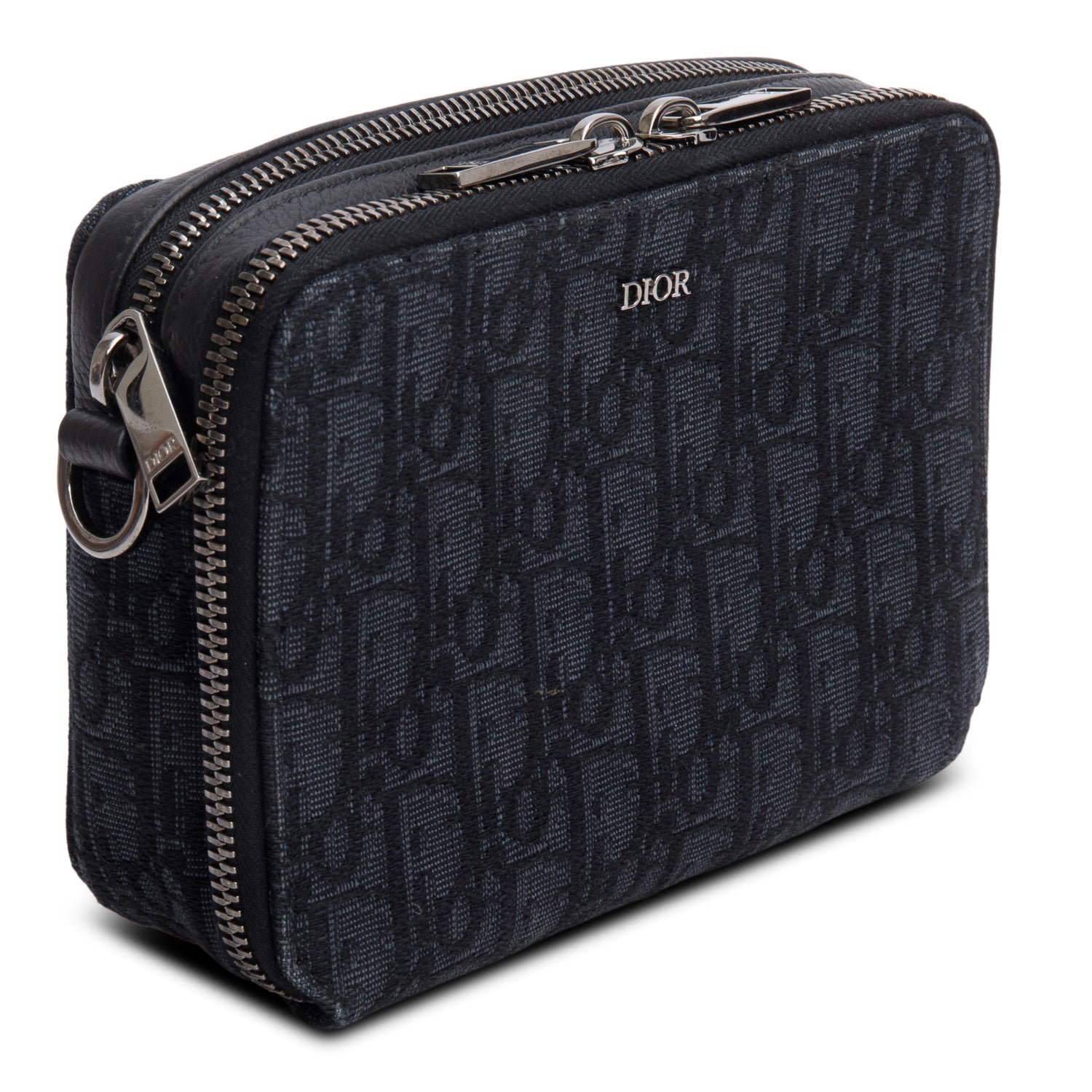 Christian Dior 2020 Black Oblique Jacquard Zipped Pouch