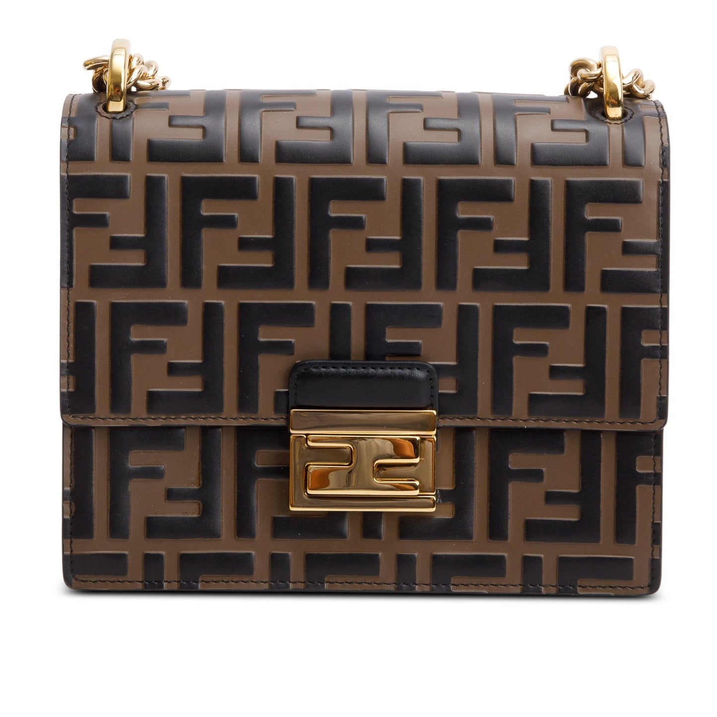 Fendi Vitello Liberty Bi-Color FF 1974 Embossed Small Kan U Shoulder Bag
