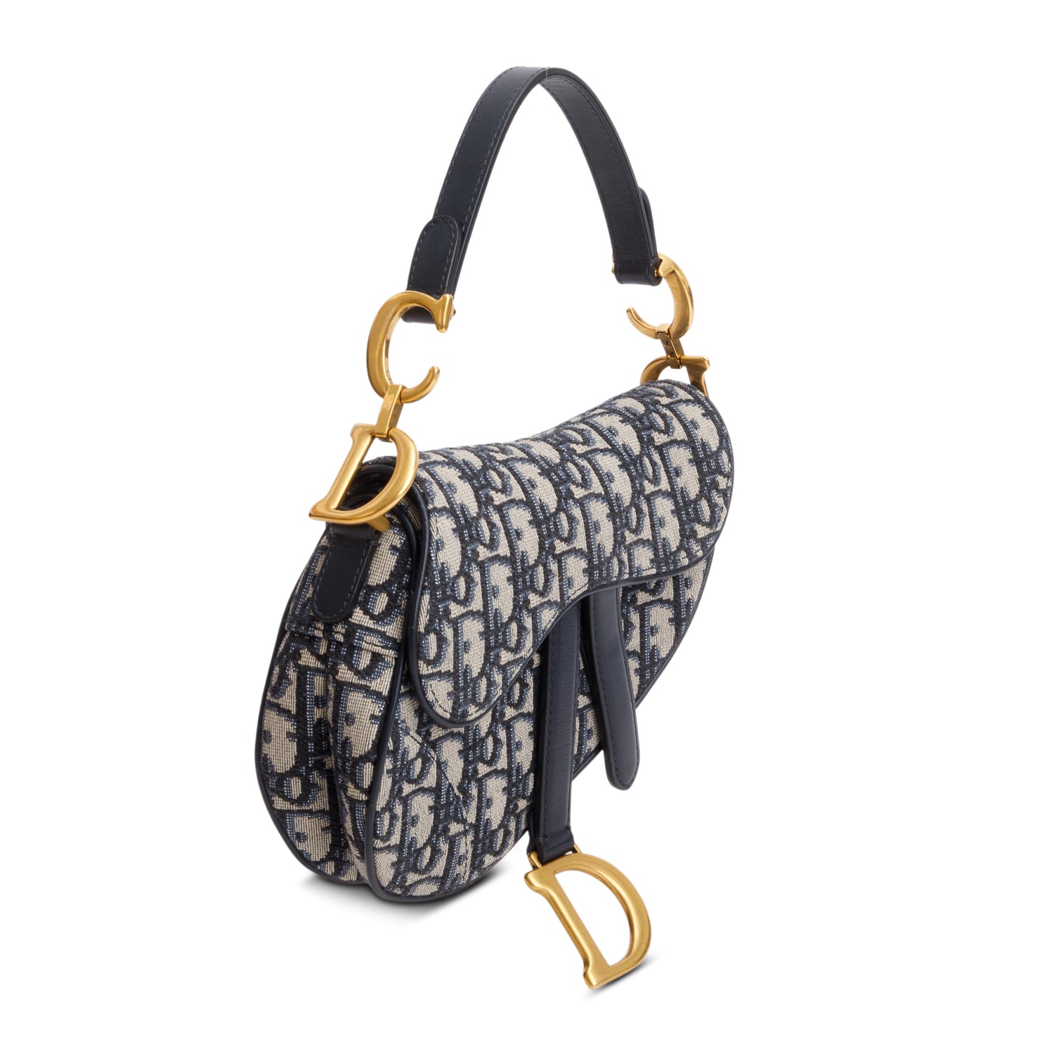 Christian Dior Blue Oblique Mini Saddle Bag