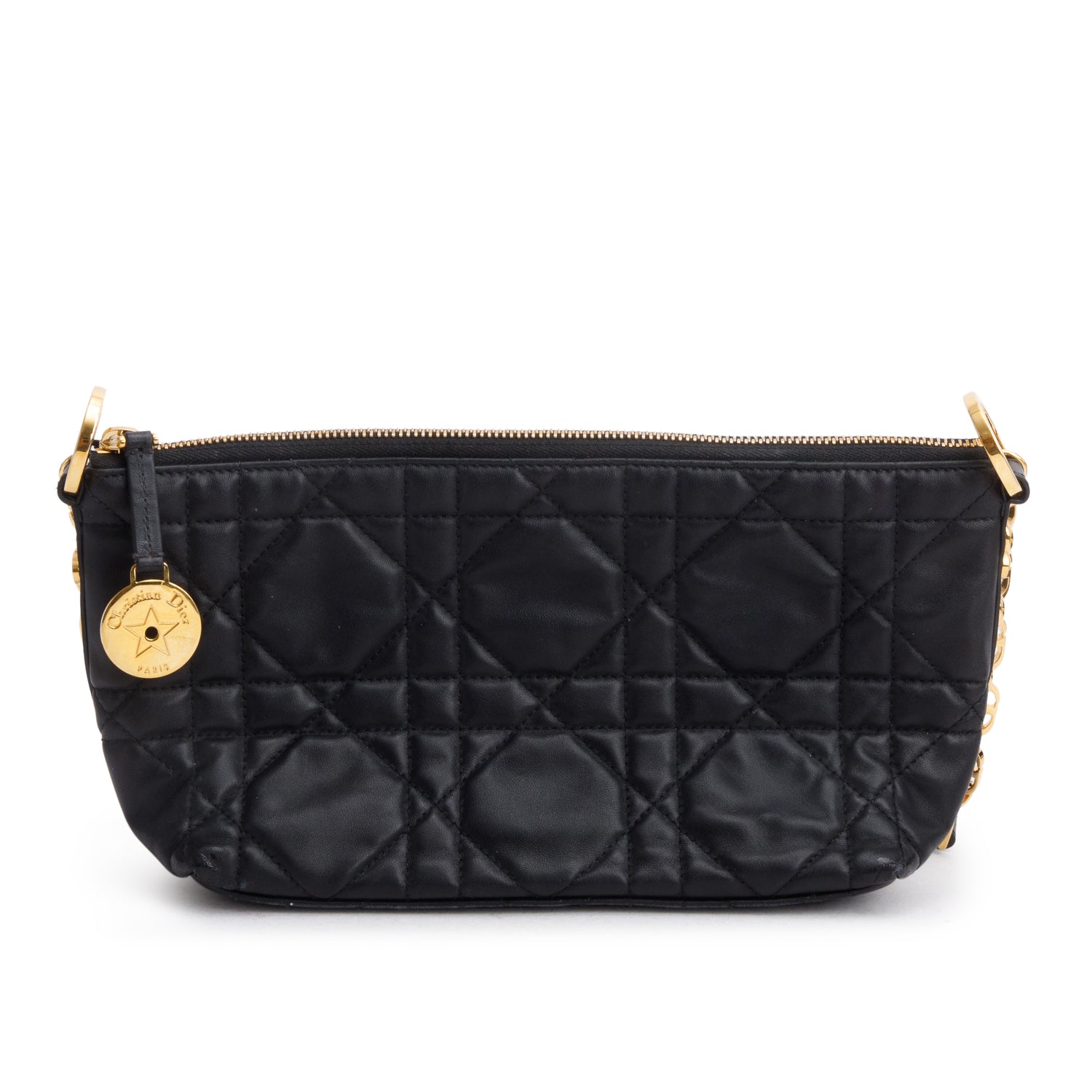 Christian Dior 2025 Black Macrocannage Lambskin Diorstar Hobo Bag