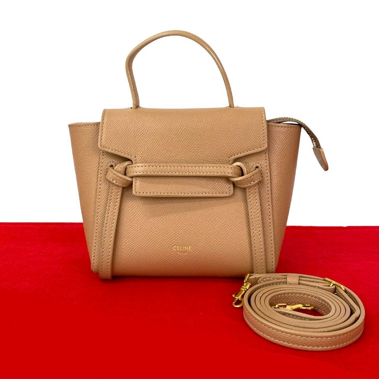 CELINE Shoulder Bag leather pink Belt bag nano