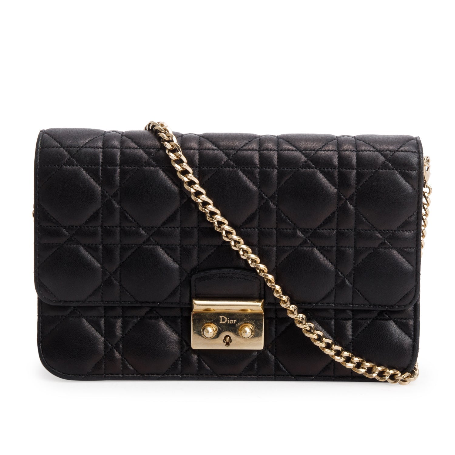 Christian Dior Black Lambskin Cannage Miss Dior Promenade Pouch