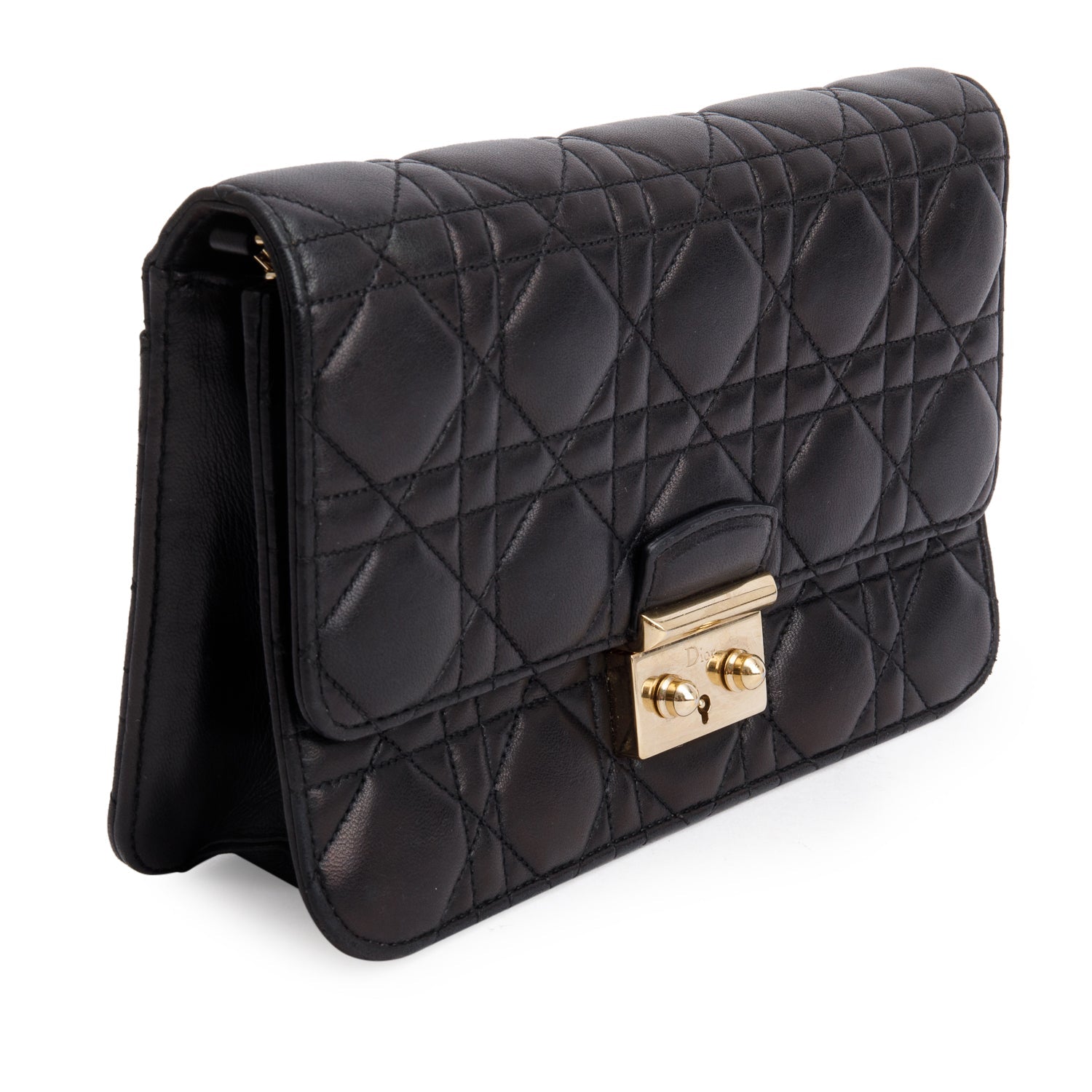 Christian Dior Black Lambskin Cannage Miss Dior Promenade Pouch