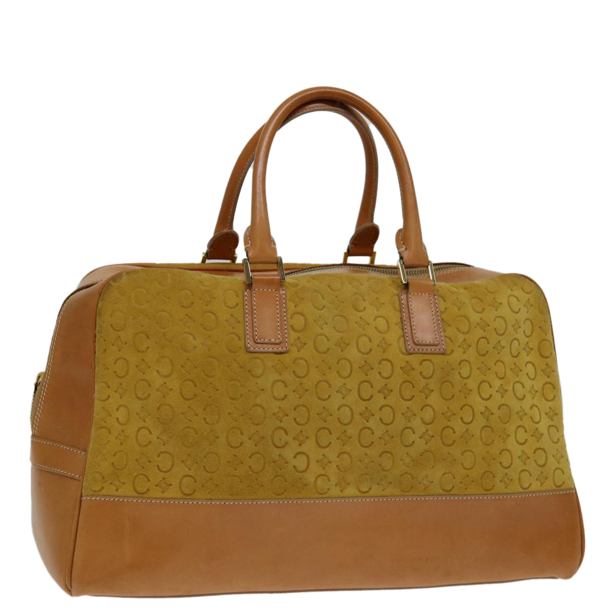 Luxury CELINE C Macadam Canvas Hand Bag Yellow 69573