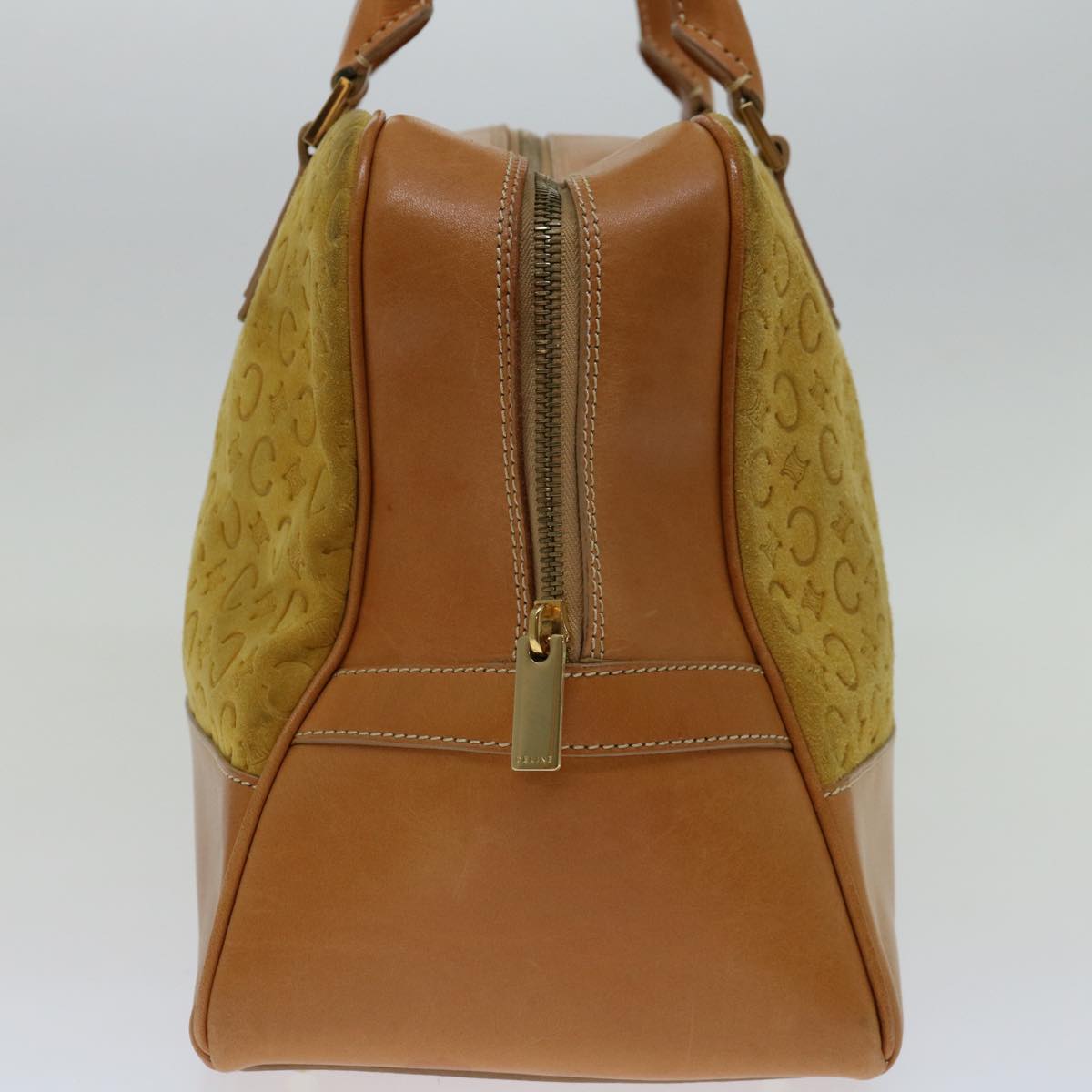 Luxury CELINE C Macadam Canvas Hand Bag Yellow 69573