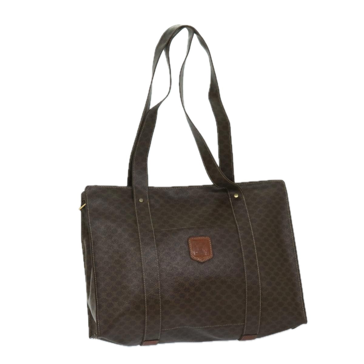 Luxury CELINE Macadam Canvas Tote Bag PVC Leather Brown 69630