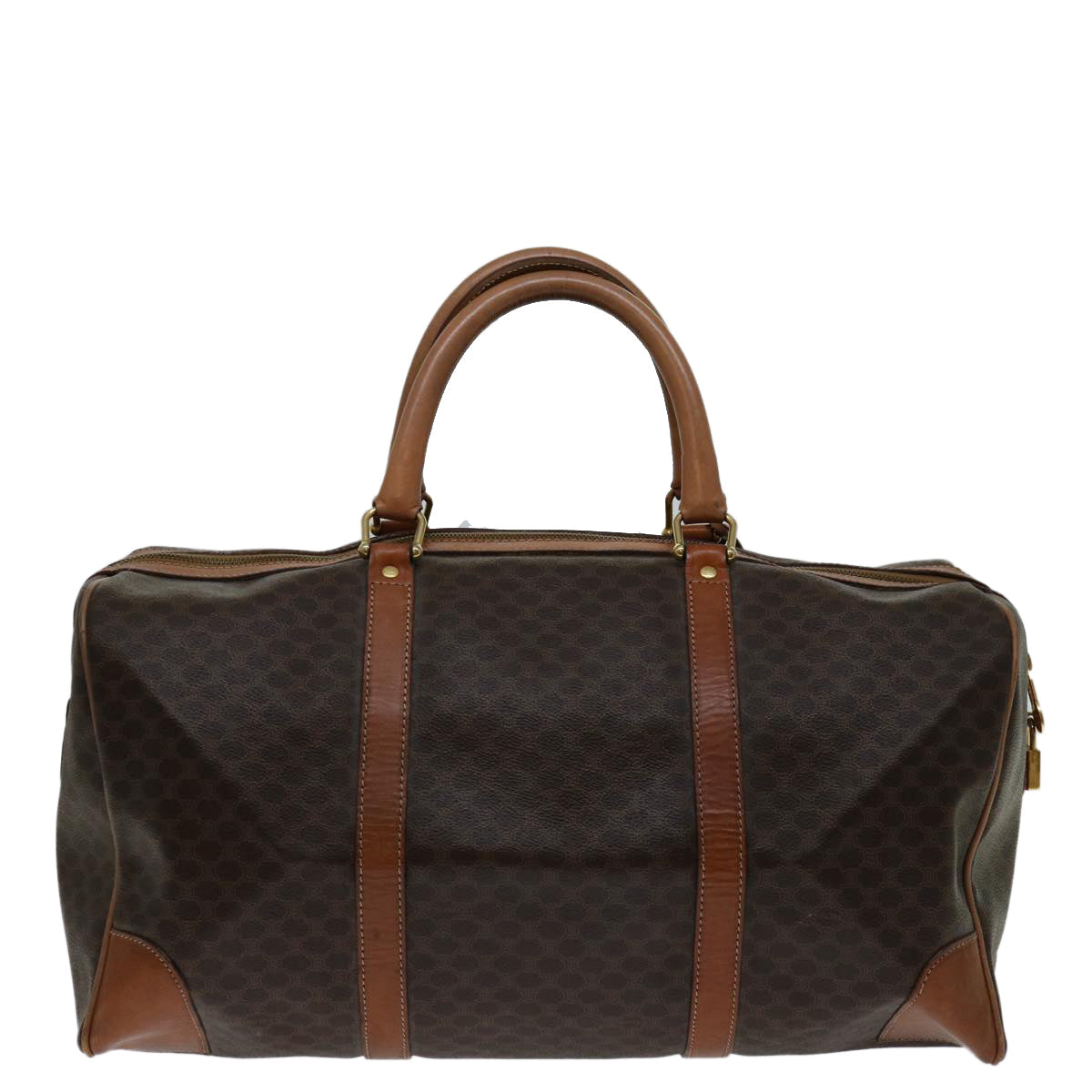 Luxury CELINE Macadam Canvas Boston Bag PVC Brown 69632