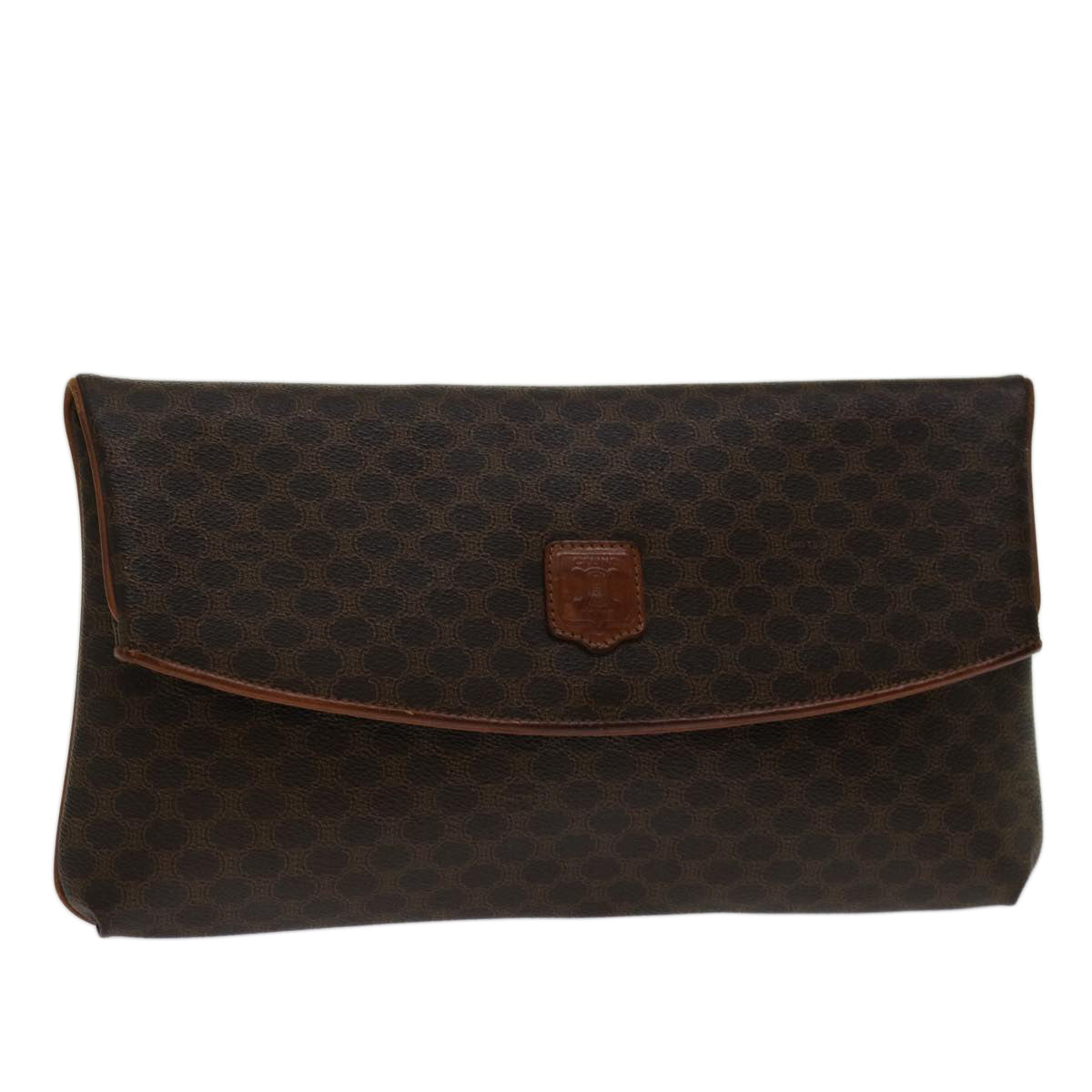 Luxury CELINE Macadam Canvas Clutch Bag PVC Brown 69683