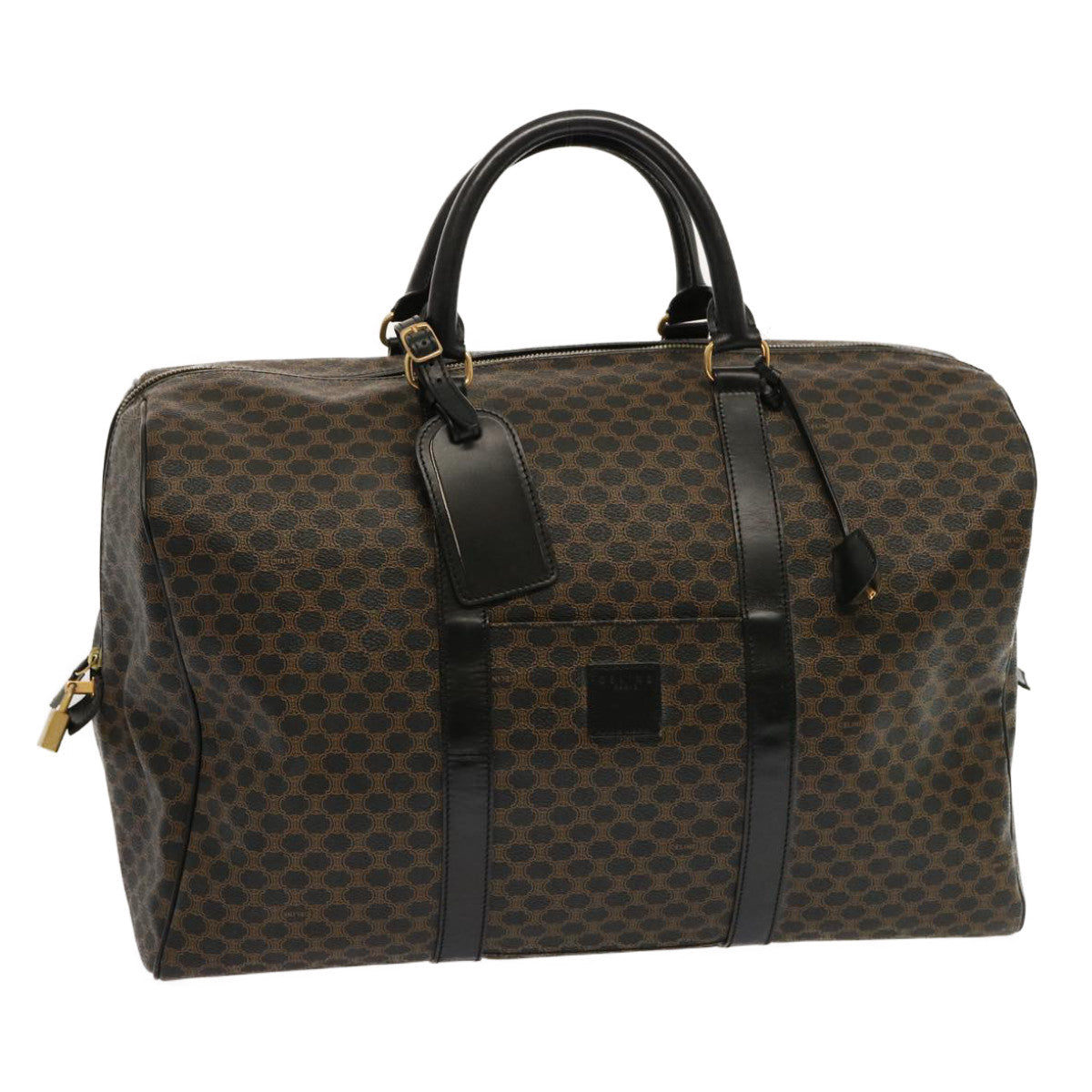 Luxury CELINE Macadam Canvas Boston Bag PVC Black 69754