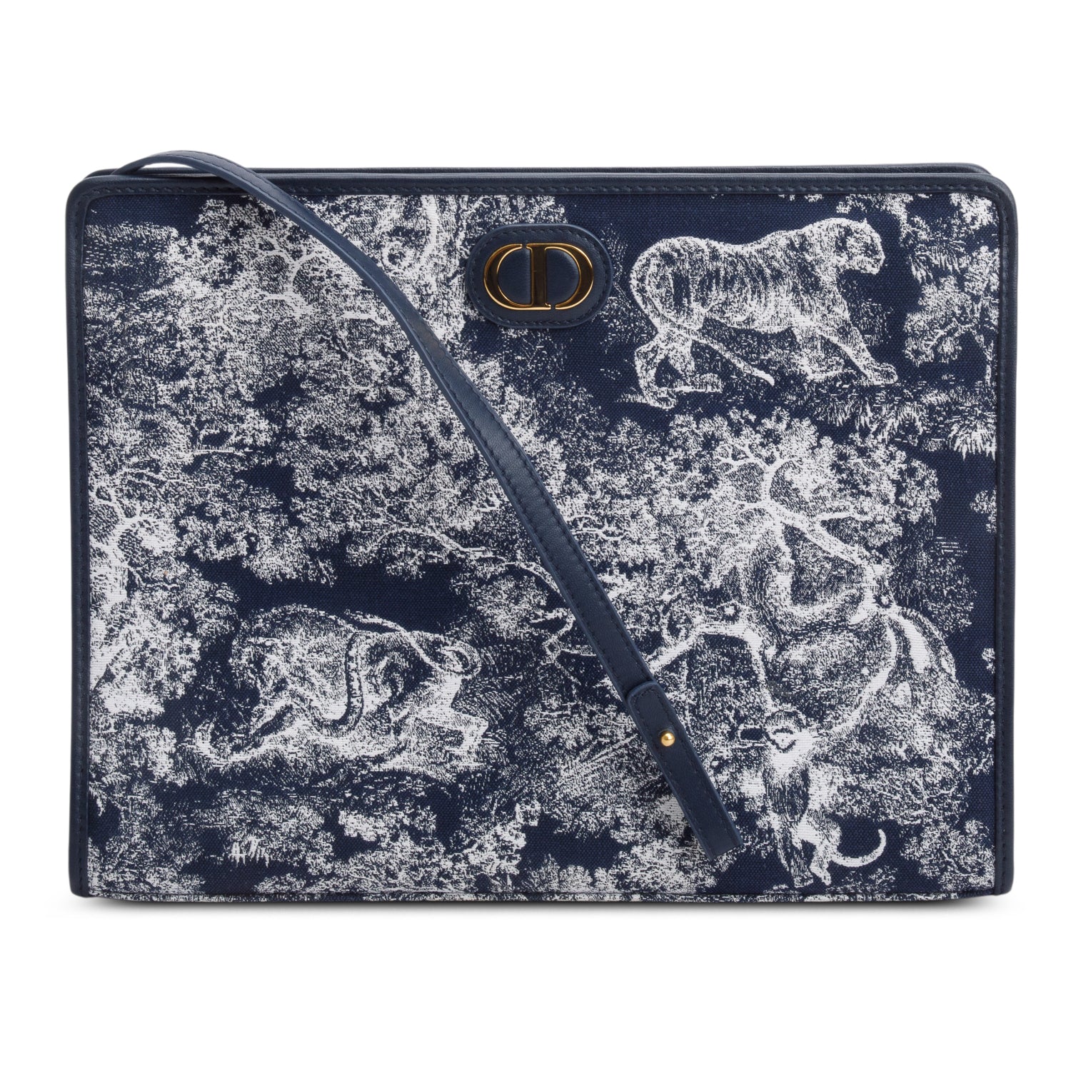 Christian Dior 2024 Blue Toile de Jouy Reverse Jacquard Dea 30 Montaigne Pouch