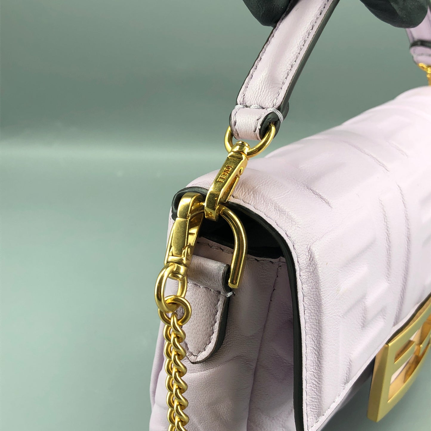 Fendi Light Purple FF Embossed Baguette Shoulder Bag