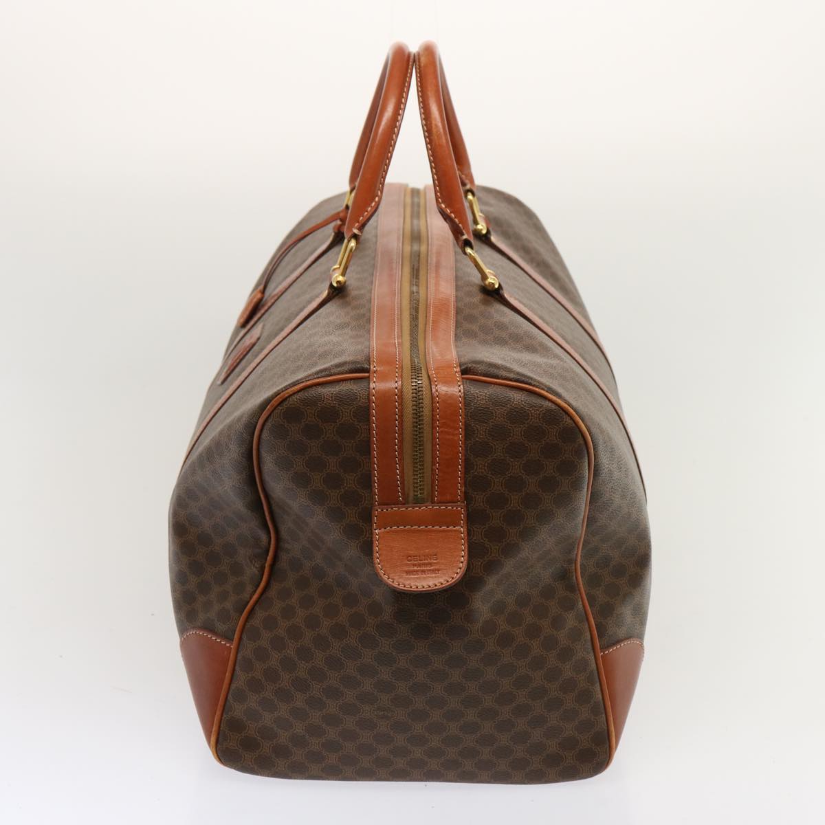 Luxury CELINE Macadam Canvas Boston Bag PVC Brown 69967