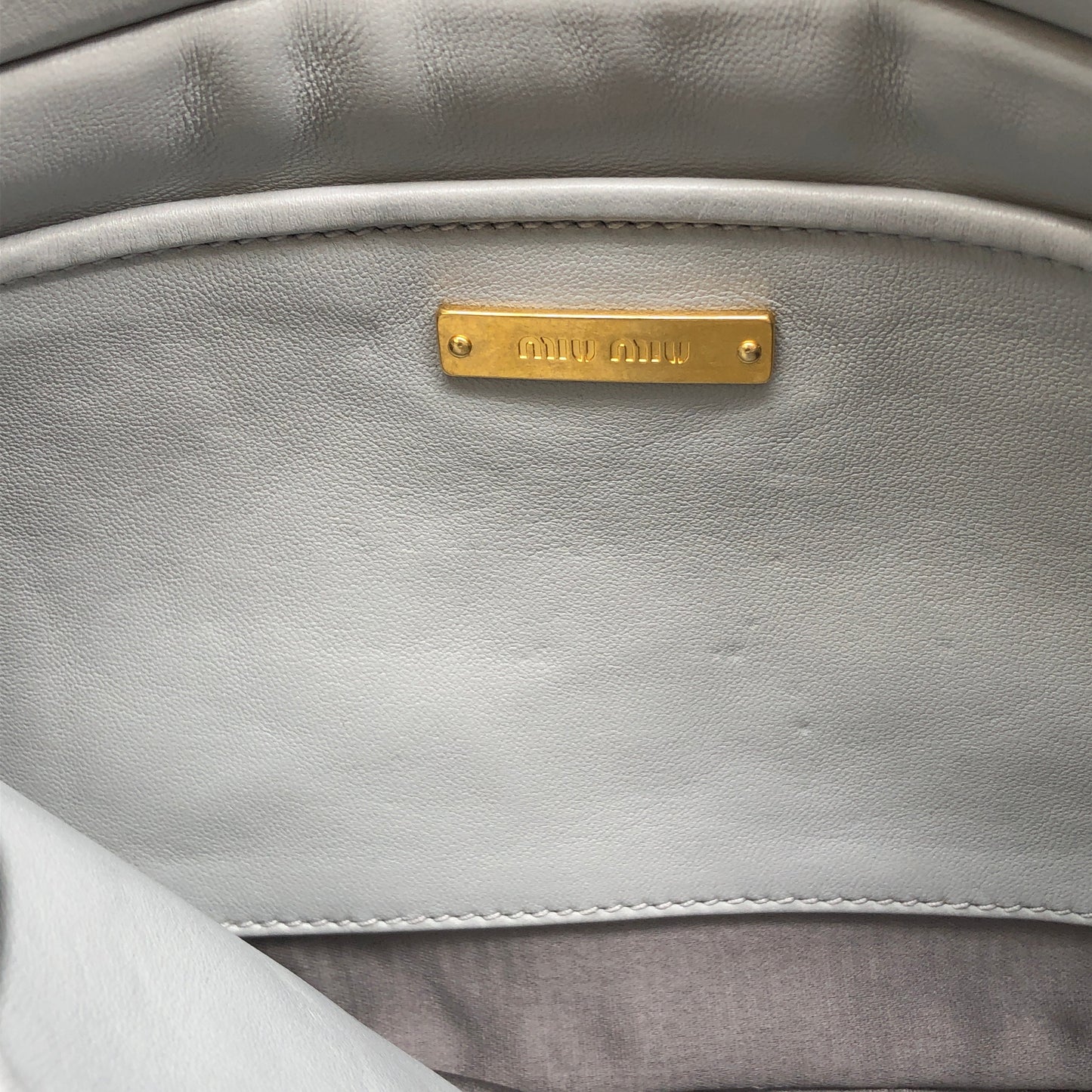 Miu Miu Grey Matelasse Leather Chain Clutch Shoulder Bag