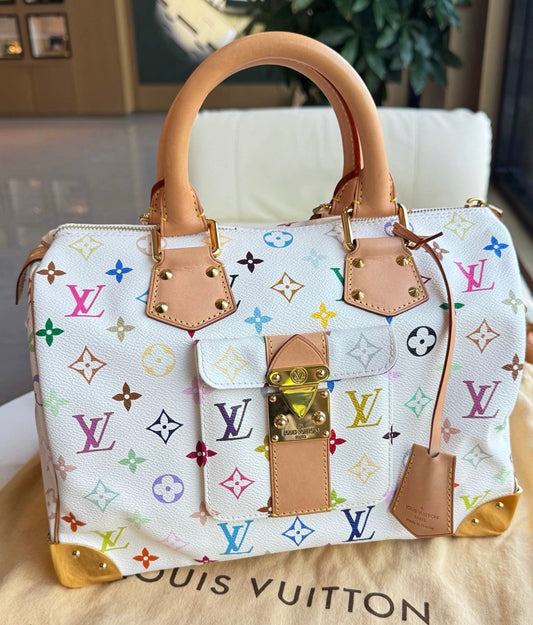 Louis Vuitton x Takashi Murakami Speedy 30 Lock White Multicolor