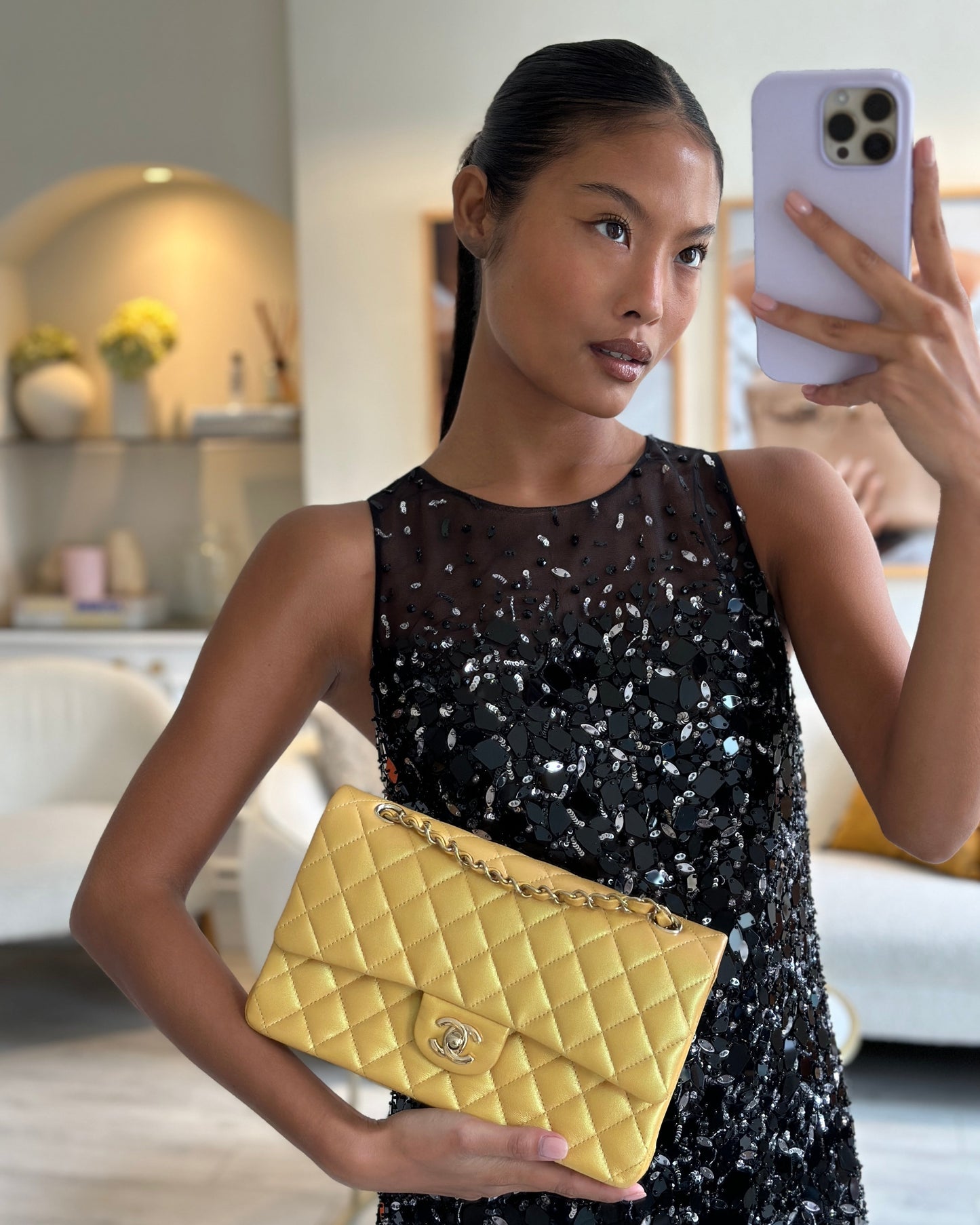 Chanel *HOT* Chanel Iridescent Mustard Yellow Flap Bag - Rovelle Bags