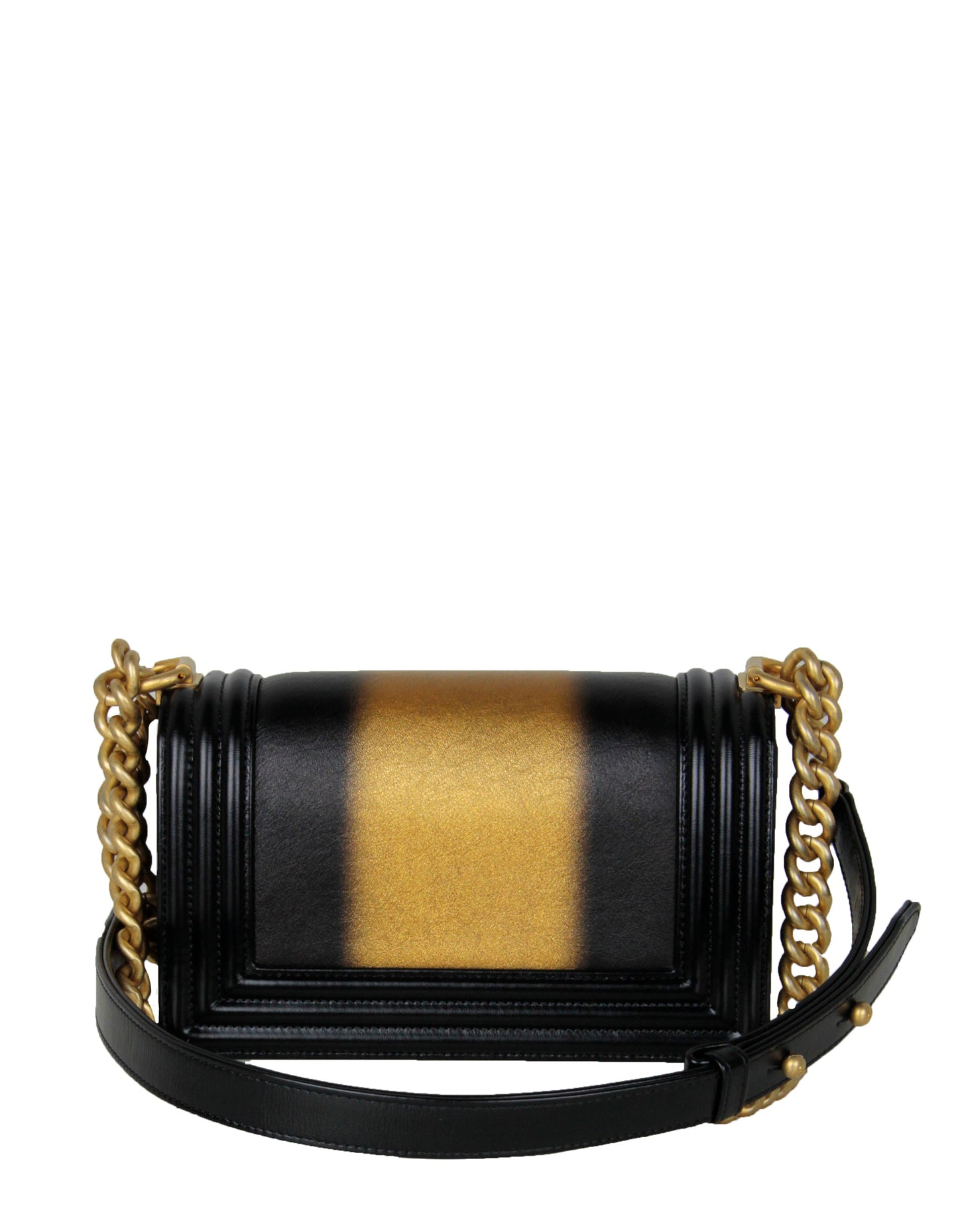 Chanel 2021 Calfskin Leather Metallic Black/Gold Handbag - Rovelle Bags