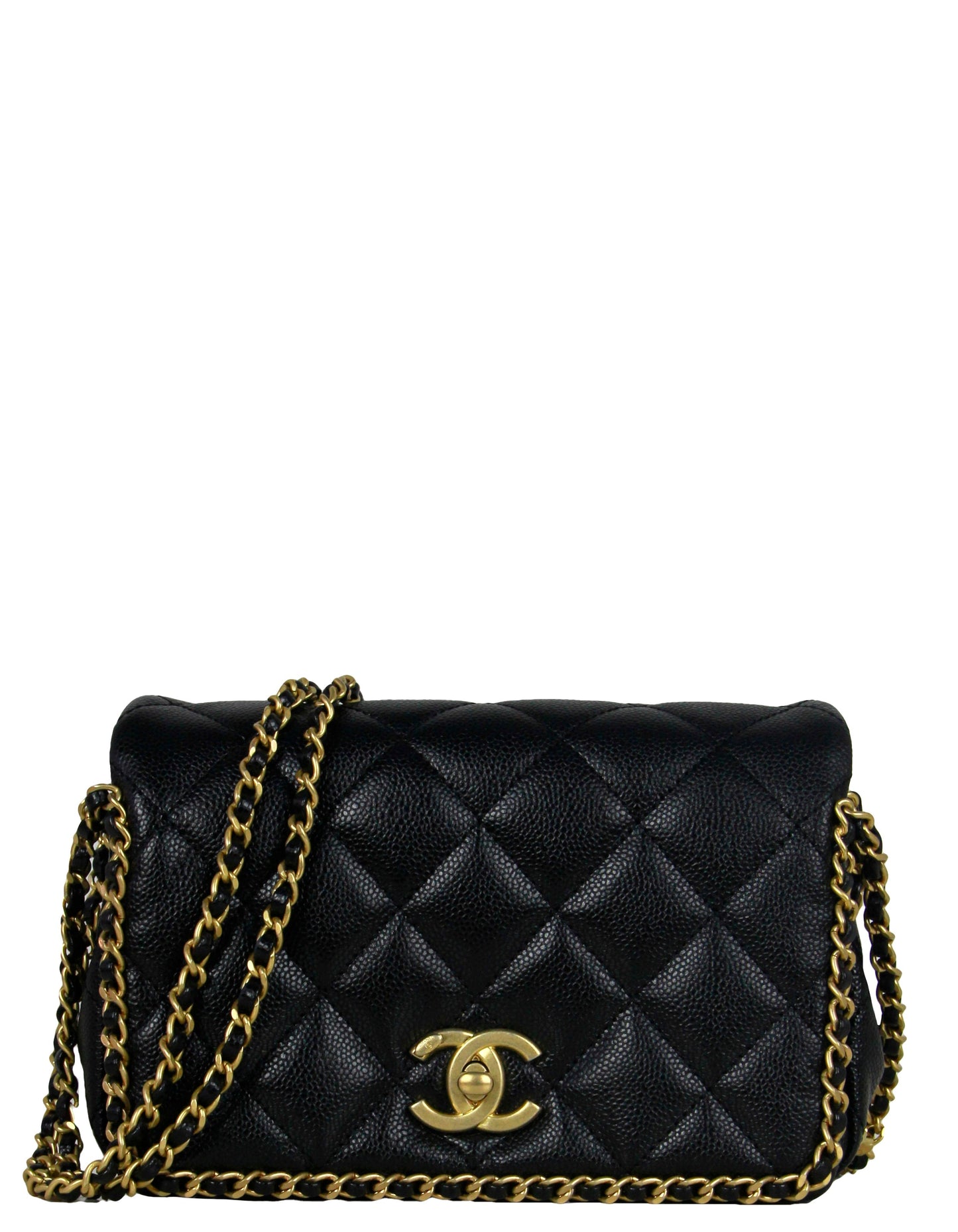 Chanel 2022 Black Caviar Quilted Chain Flap Bag - Rovelle Bags