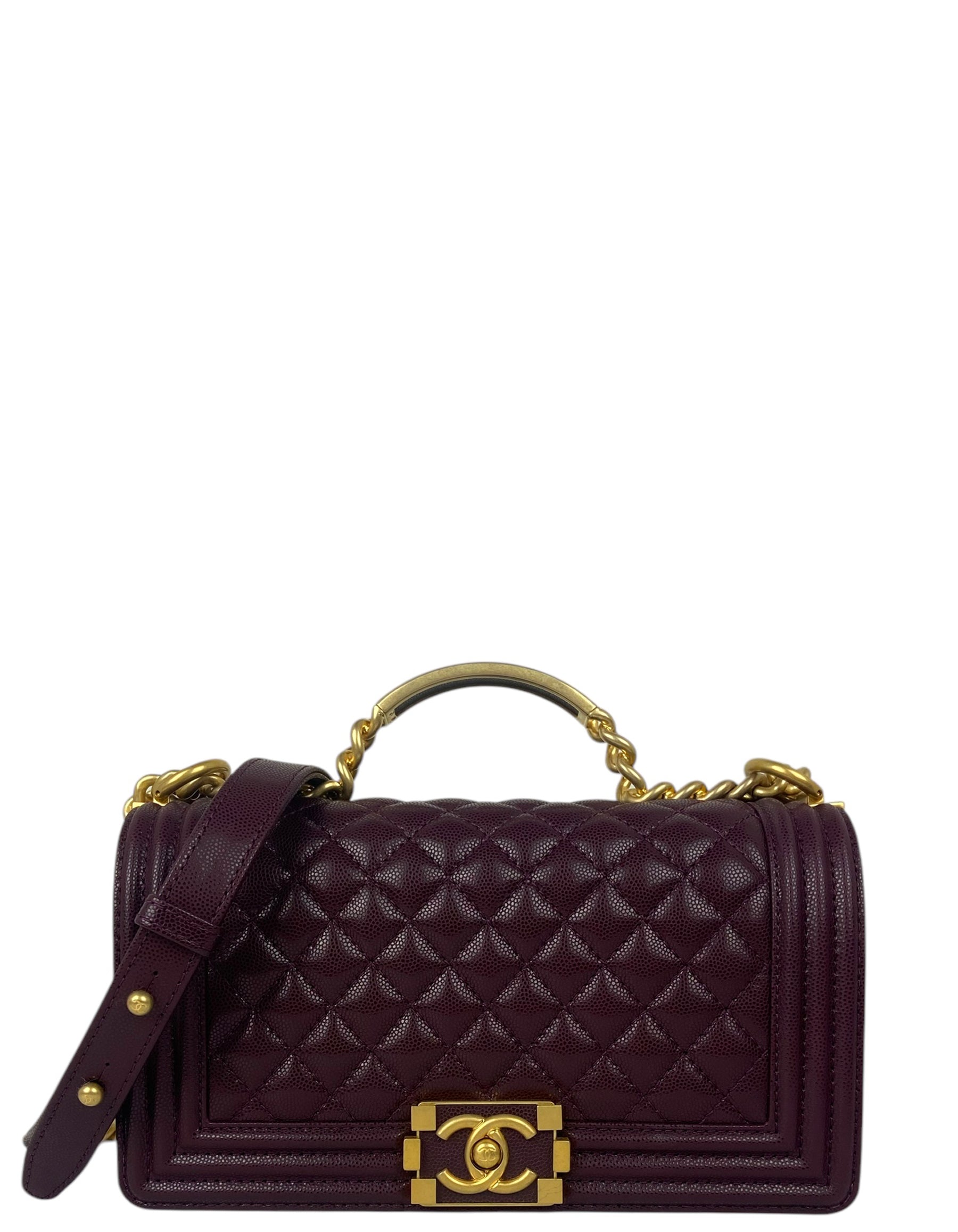 Chanel 2024 Burgundy Caviar Medium Top Handbag - Rovelle Bags