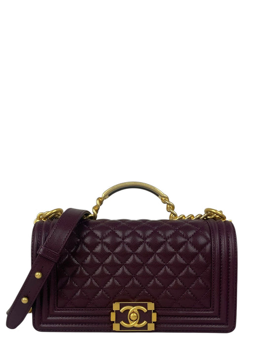 Chanel 2024 Burgundy Caviar Medium Top Handbag - Rovelle Bags