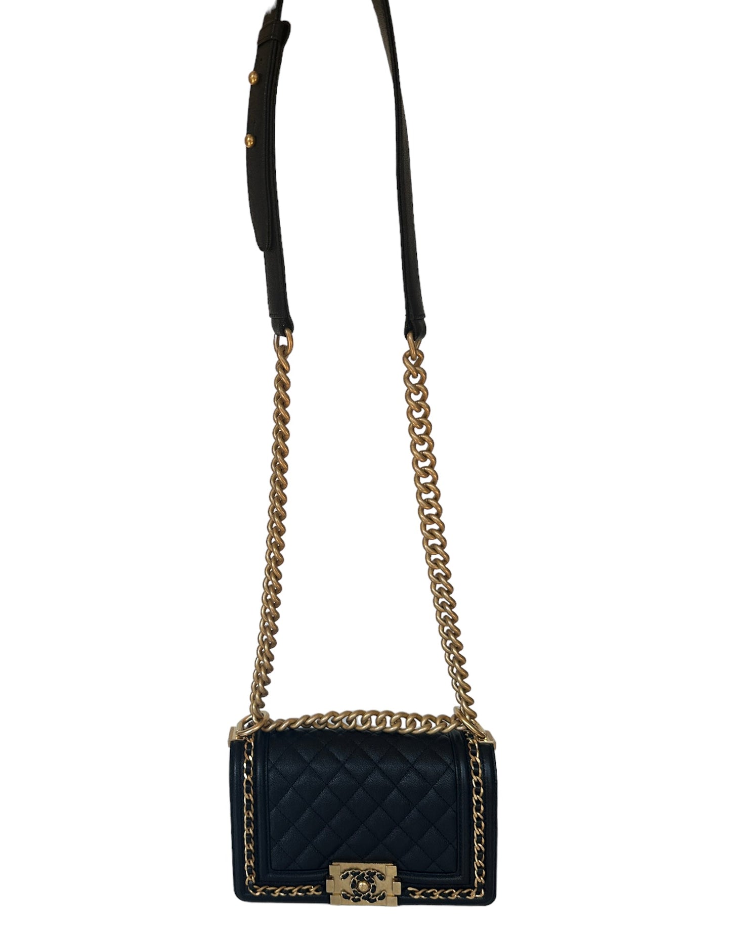Chanel Black Caviar Leather Small Quilted Handbag - Rovelle Bags