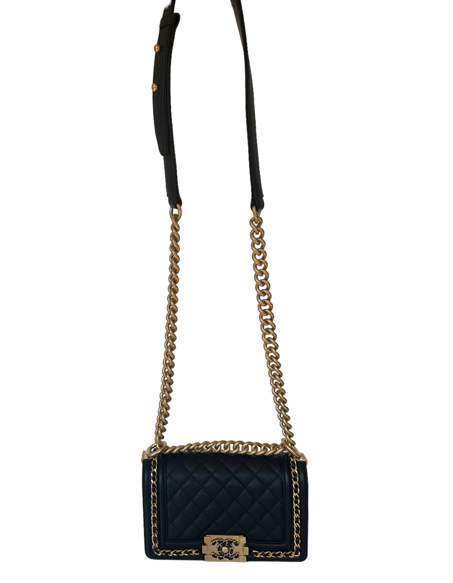 Chanel Black Caviar Leather Small Quilted Handbag - Rovelle Bags