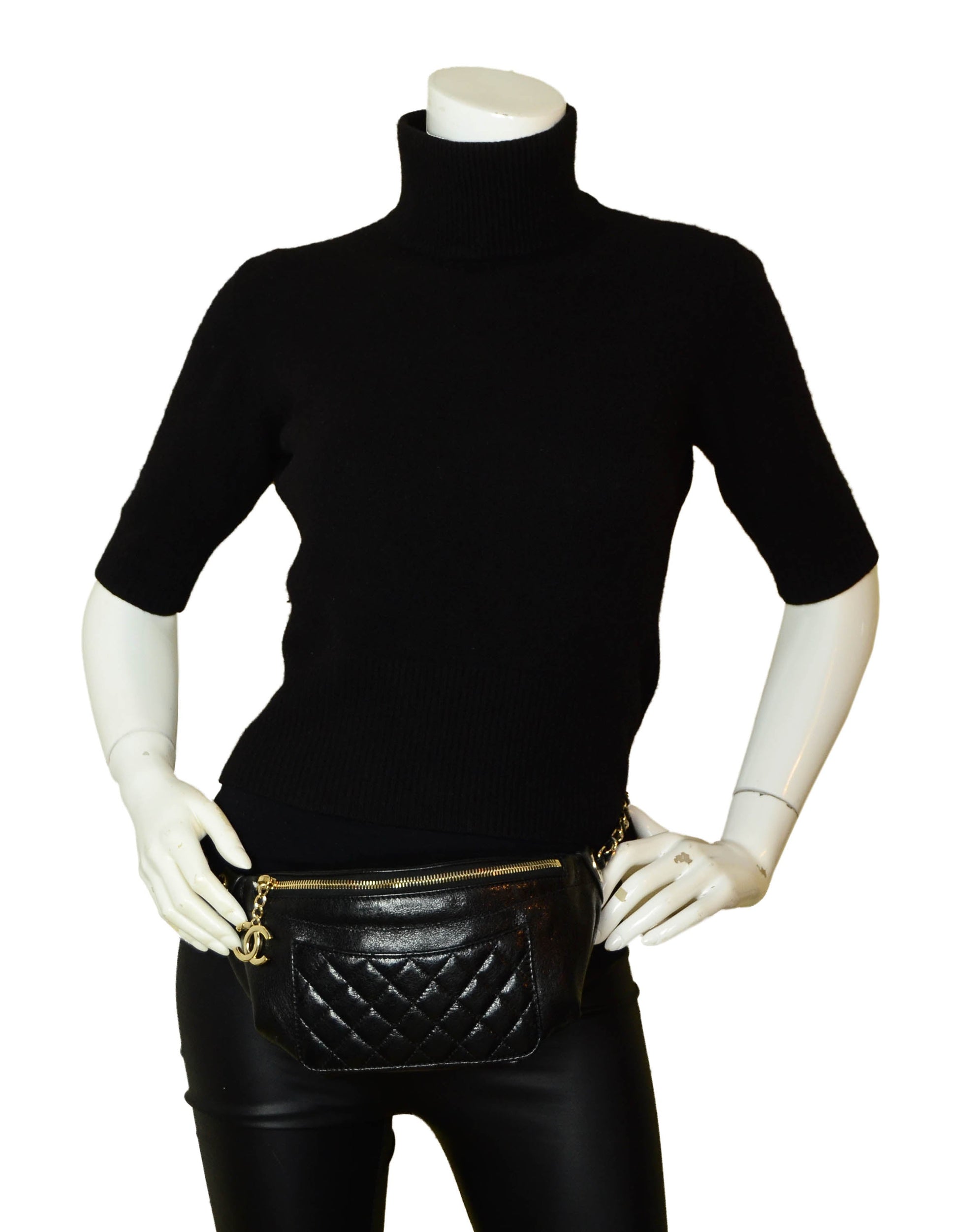 Chanel Black Crumpled Calfskin Bi Quilted Handbag - Rovelle Bags