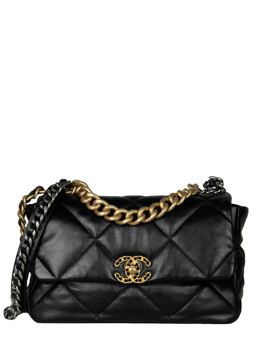 Chanel Black Calfskin Leather Quilted Large Handbag - Rovelle Bags