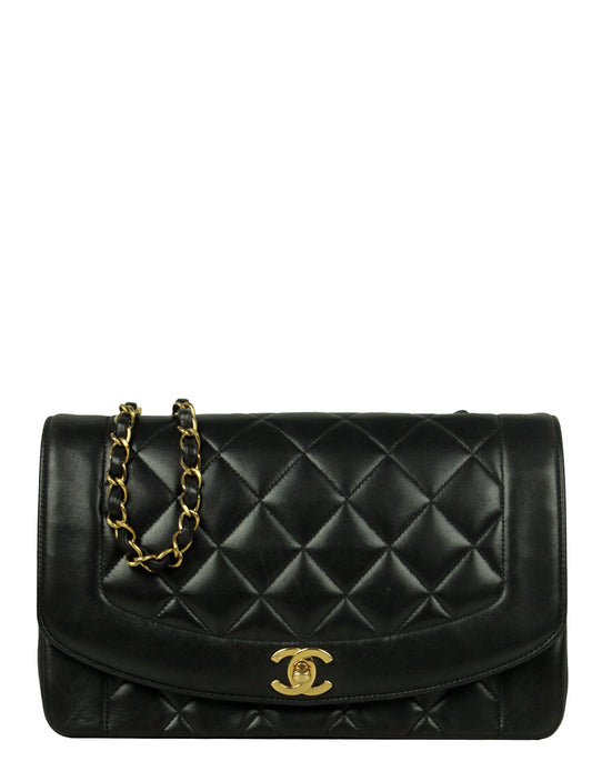 Chanel Black Lambskin Leather Quilted Medium Flap Bag - Rovelle Bags