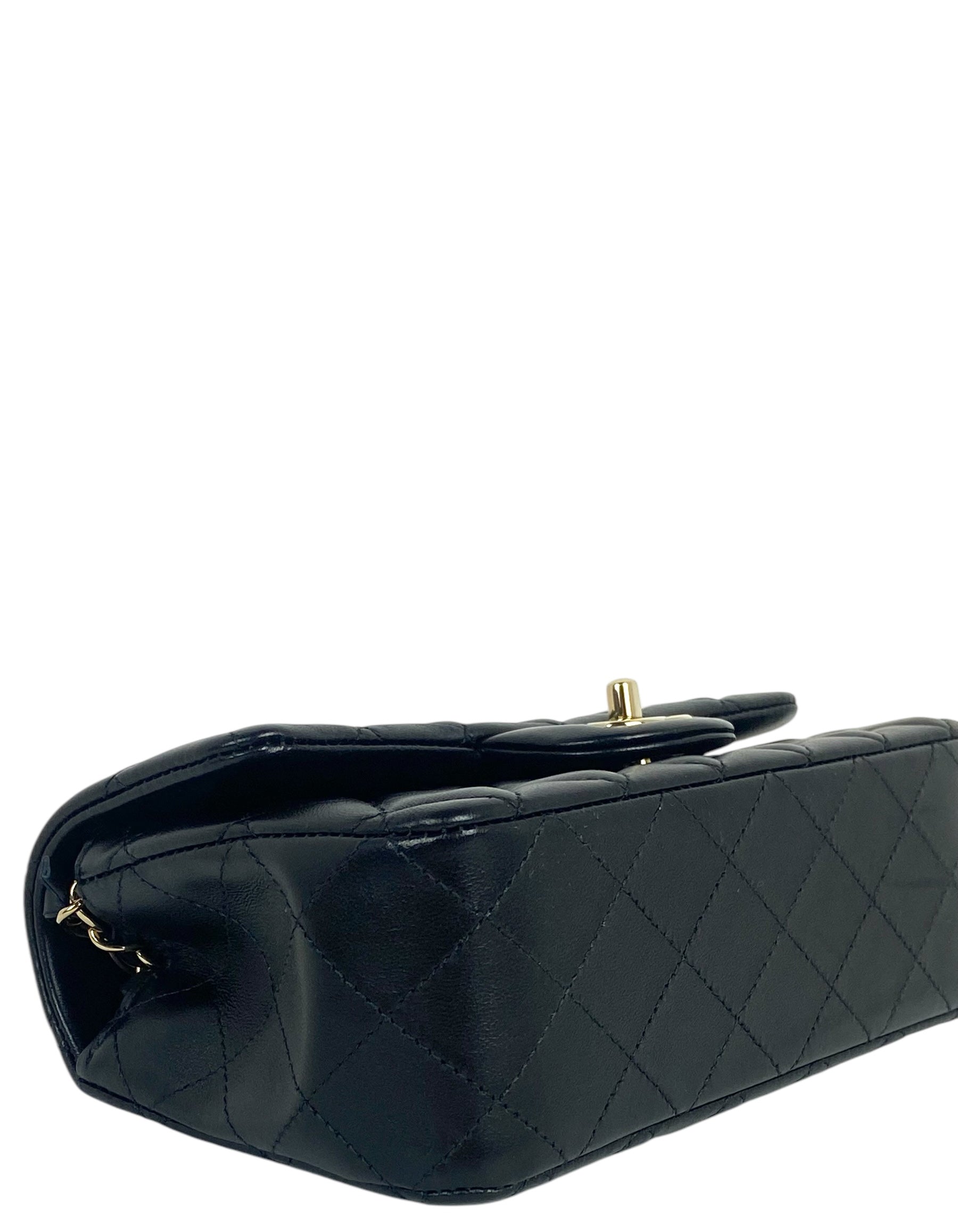 Chanel Black Lambskin Rectangular Mini Flap Flap Bag - Rovelle Bags