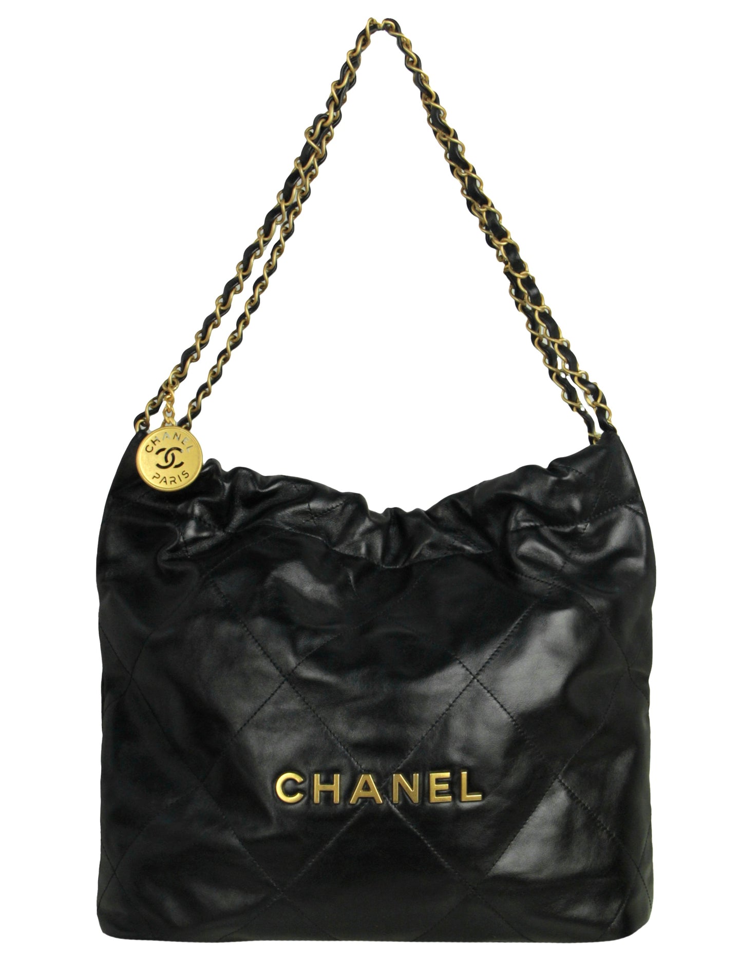 Chanel Black Shiny Calfskin Quilted Small Tote Bag - Rovelle Bags