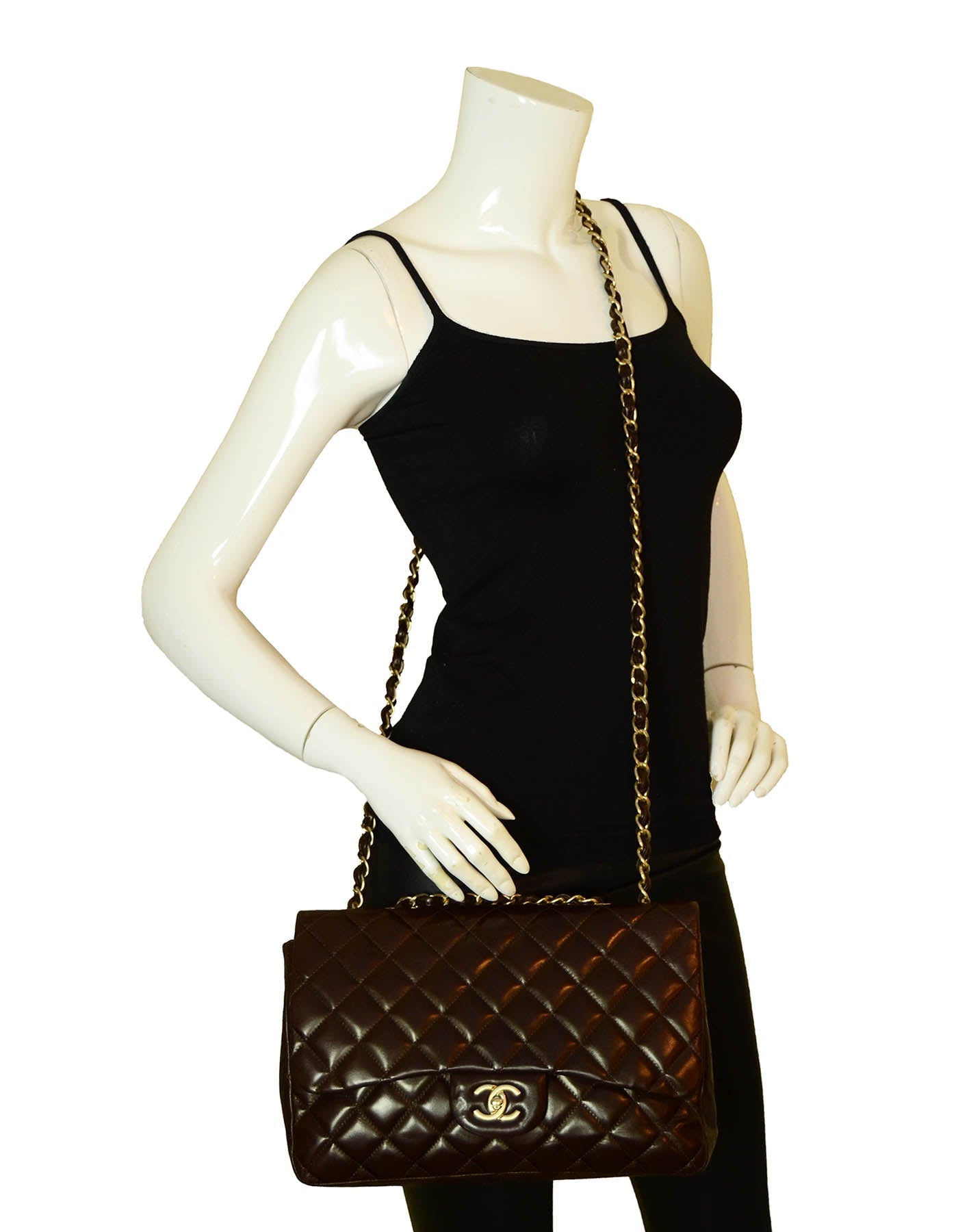 Chanel Brown Lambskin Quilted Single Flap Flap Bag - Rovelle Bags