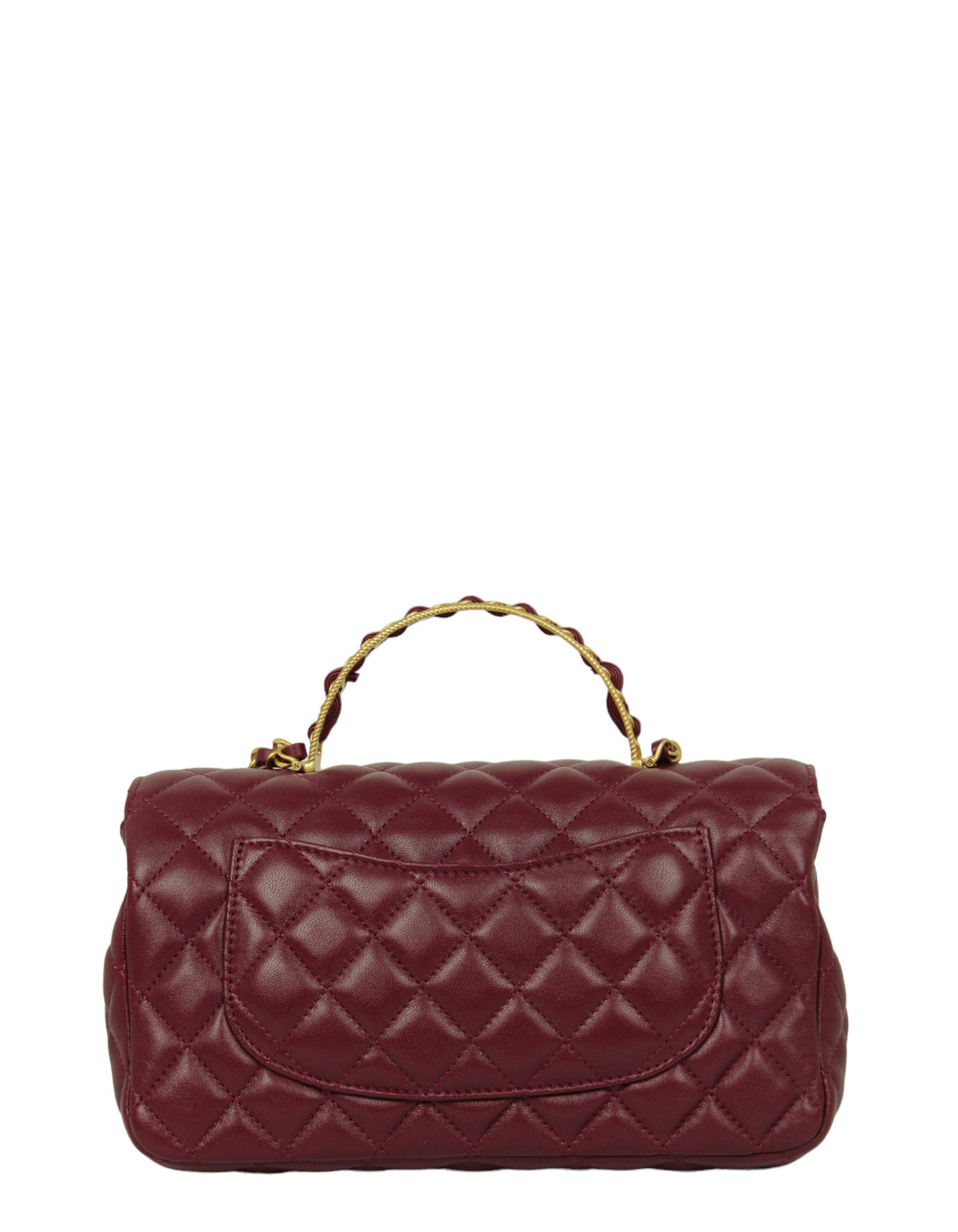 Chanel Burgundy Lambskin Leather Flapbag w/ Flap Bag - Rovelle Bags