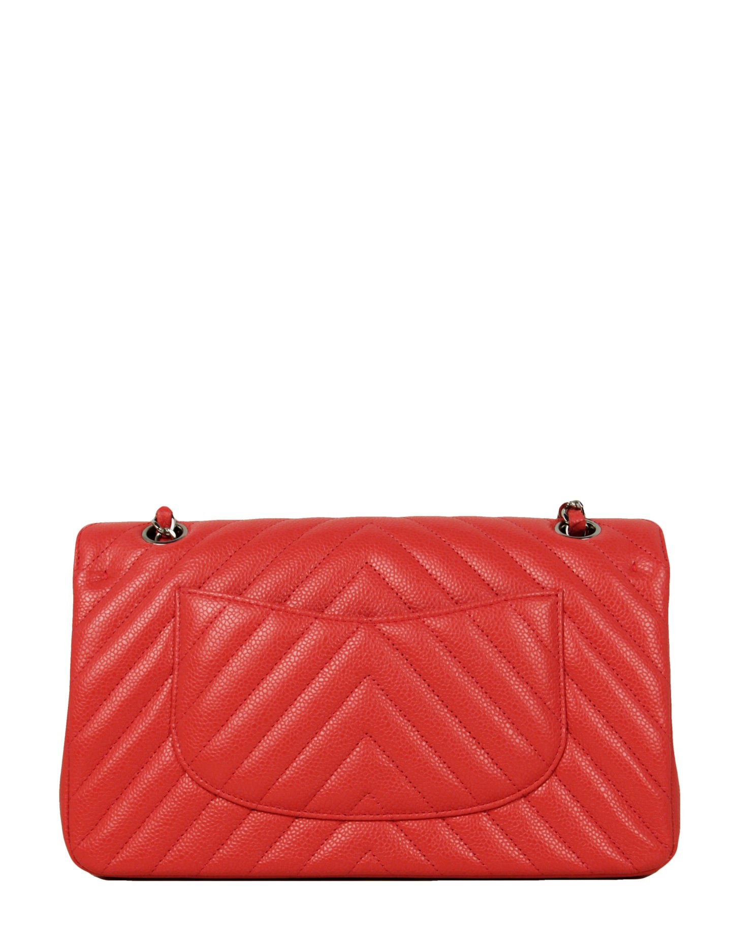 Chanel Coral Caviar Leather Chevron 10" Flap Bag - Rovelle Bags