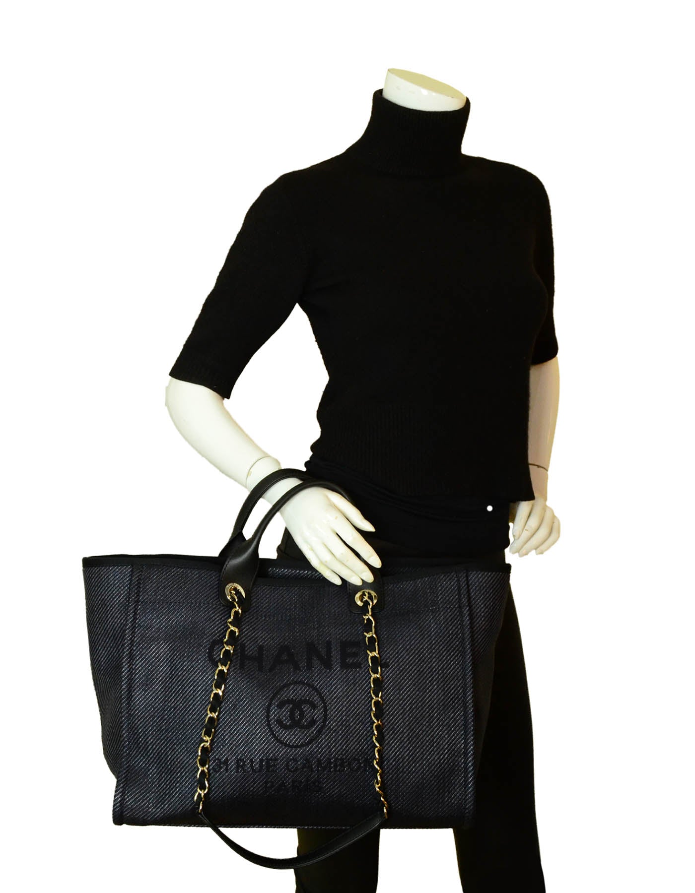 Chanel NEW 2020 Black Mixed Fibers Tote Bag - Rovelle Bags