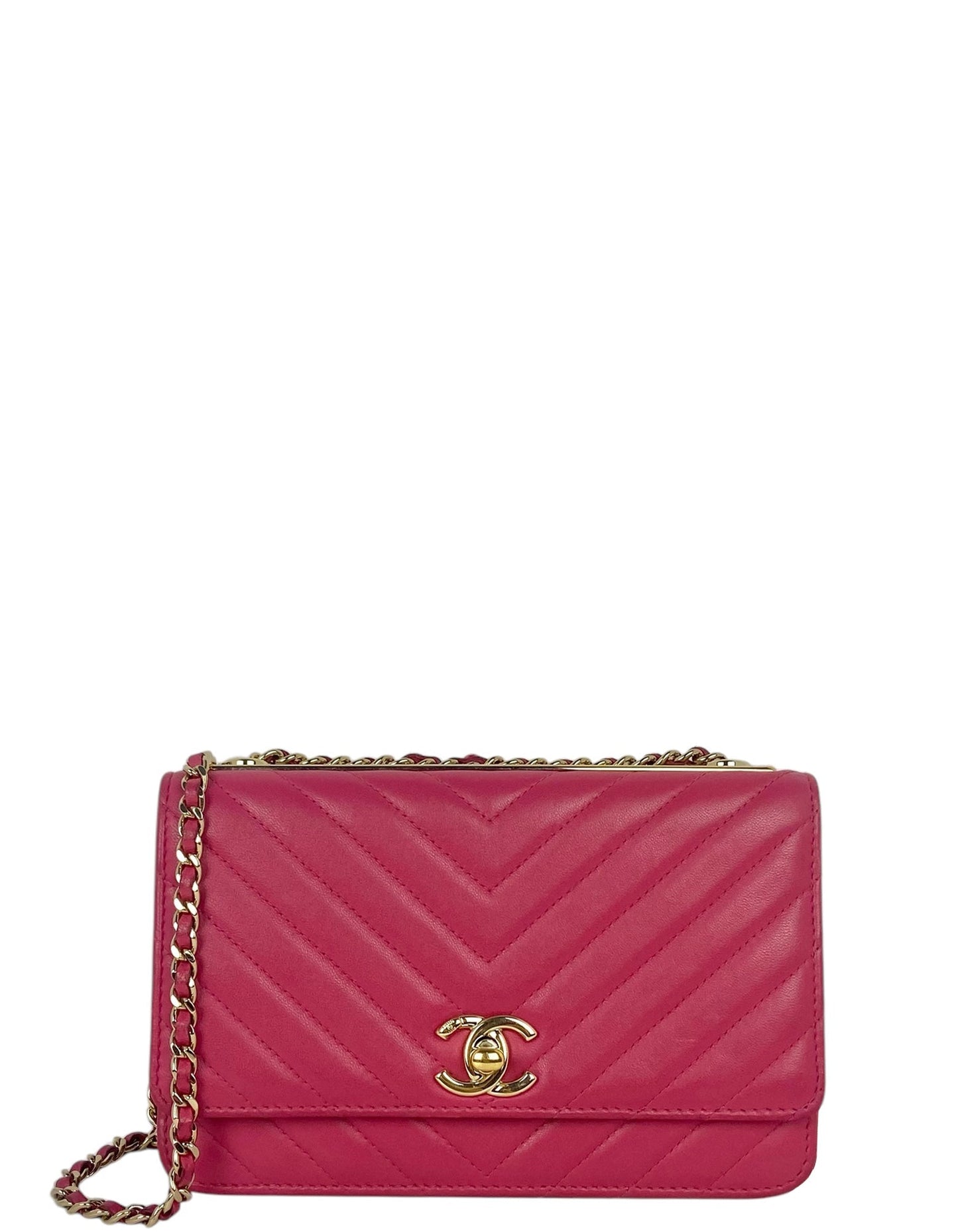 Chanel Pink Chevron Trendy CC WOC Crossbody Bag - Rovelle Bags